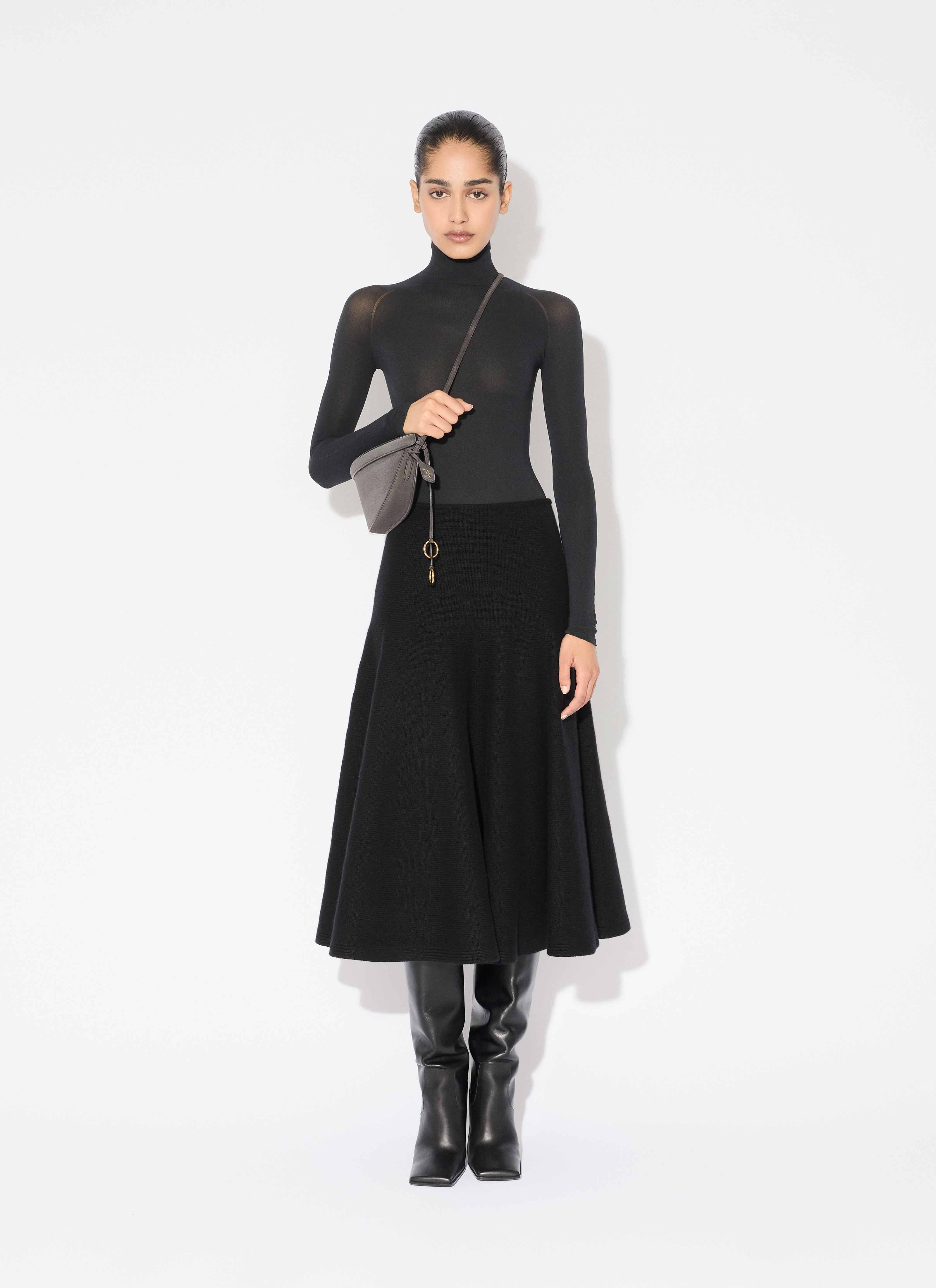 ALAÏA BLACK CASHMERE KNIT FLARE SKIRT