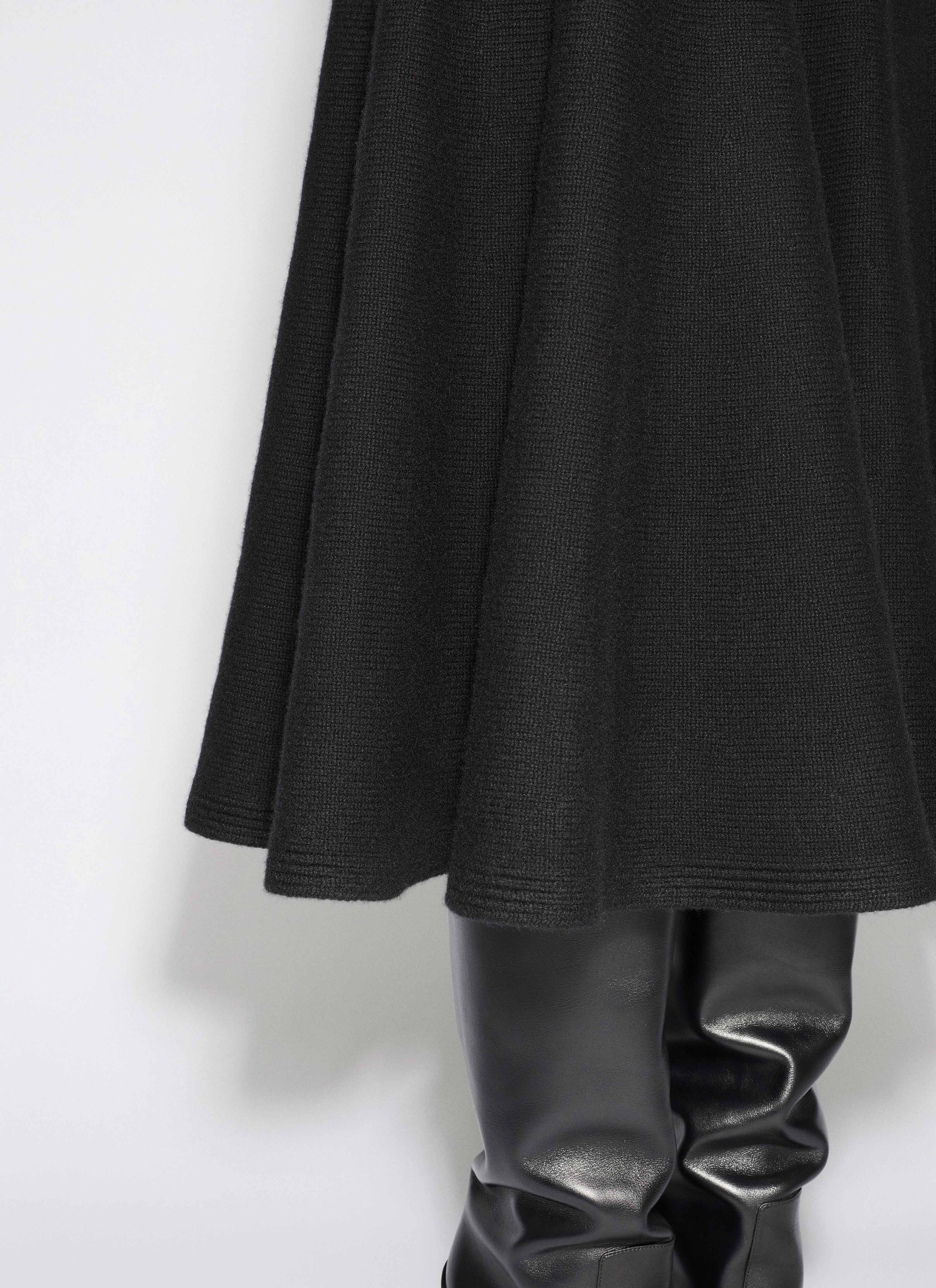 ALAÏA BLACK CASHMERE KNIT FLARE SKIRT