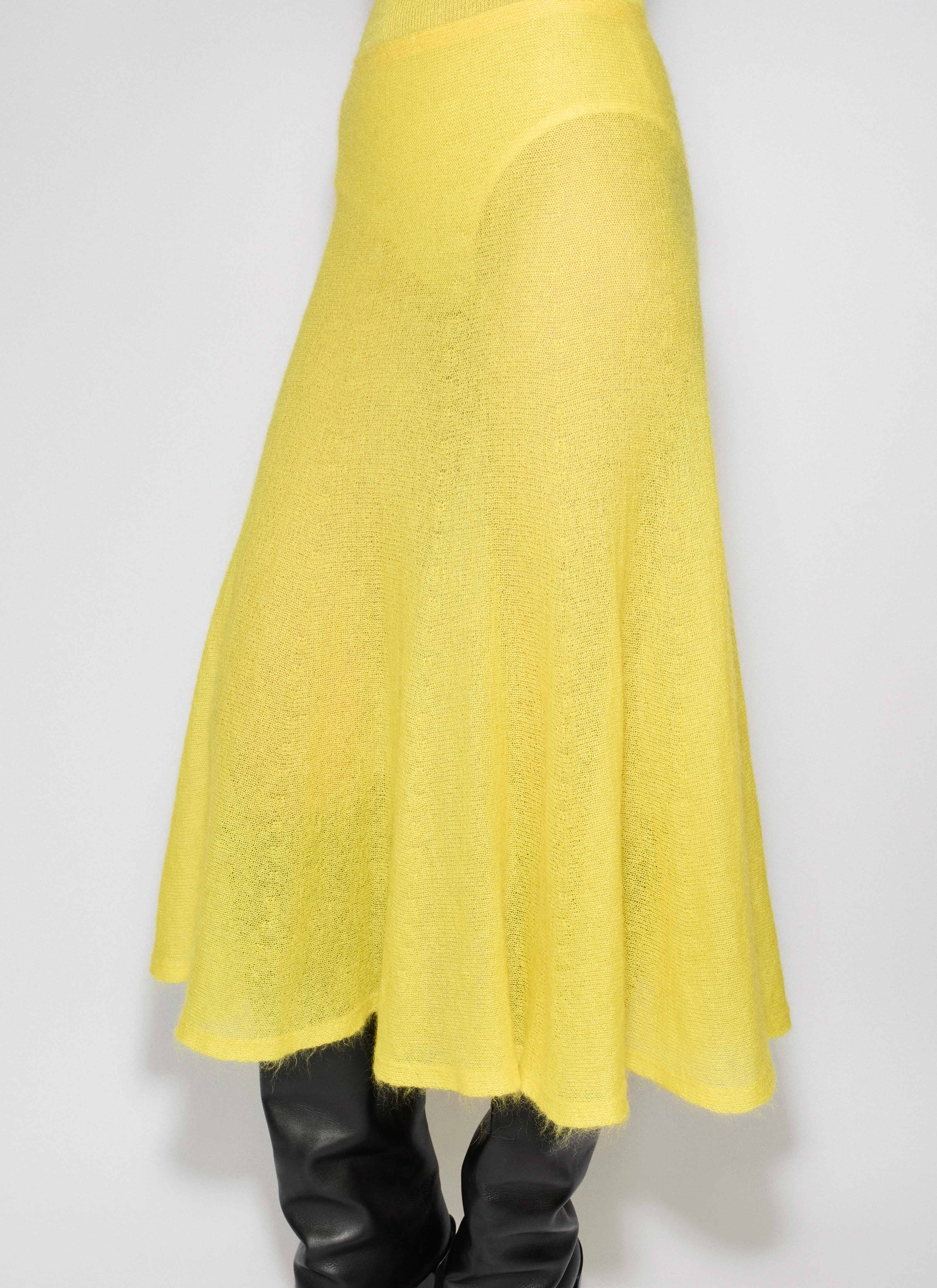 ALAÏA YELLOW MOHAIR KNIT CIRCLE SKIRT