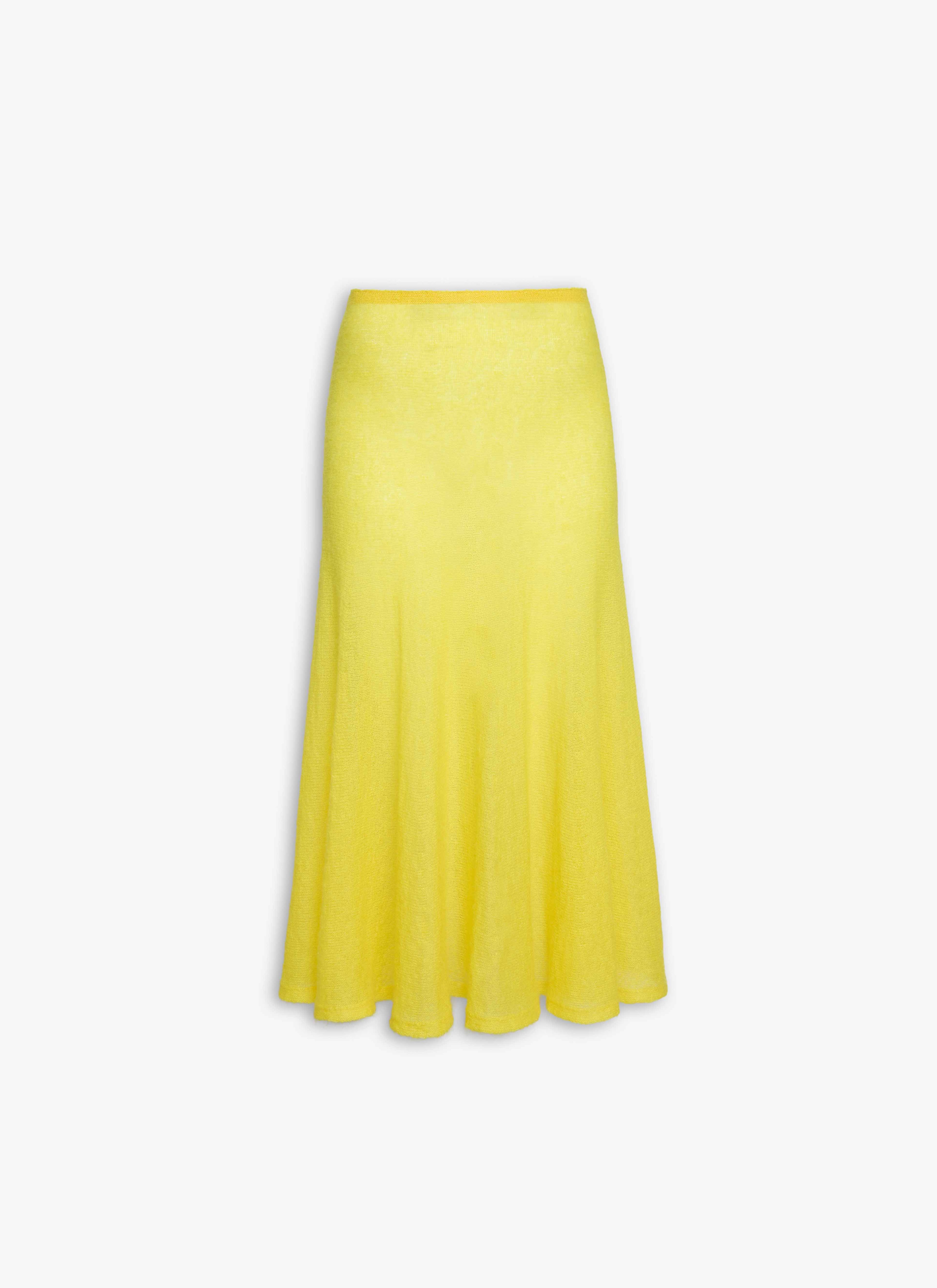 ALAÏA YELLOW MOHAIR KNIT CIRCLE SKIRT