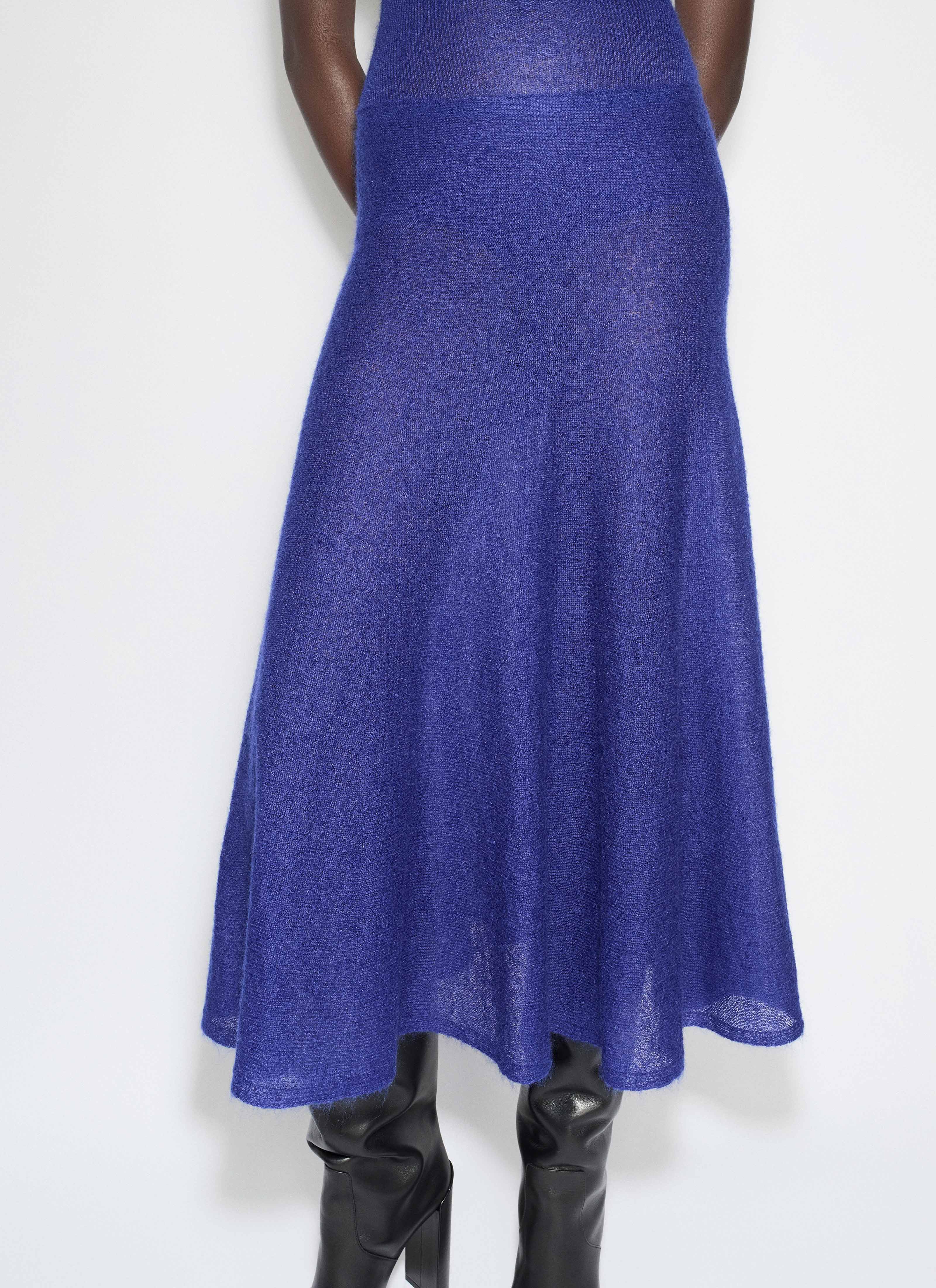 ALAÏA INDIGO MOHAIR KNIT CIRCLE SKIRT