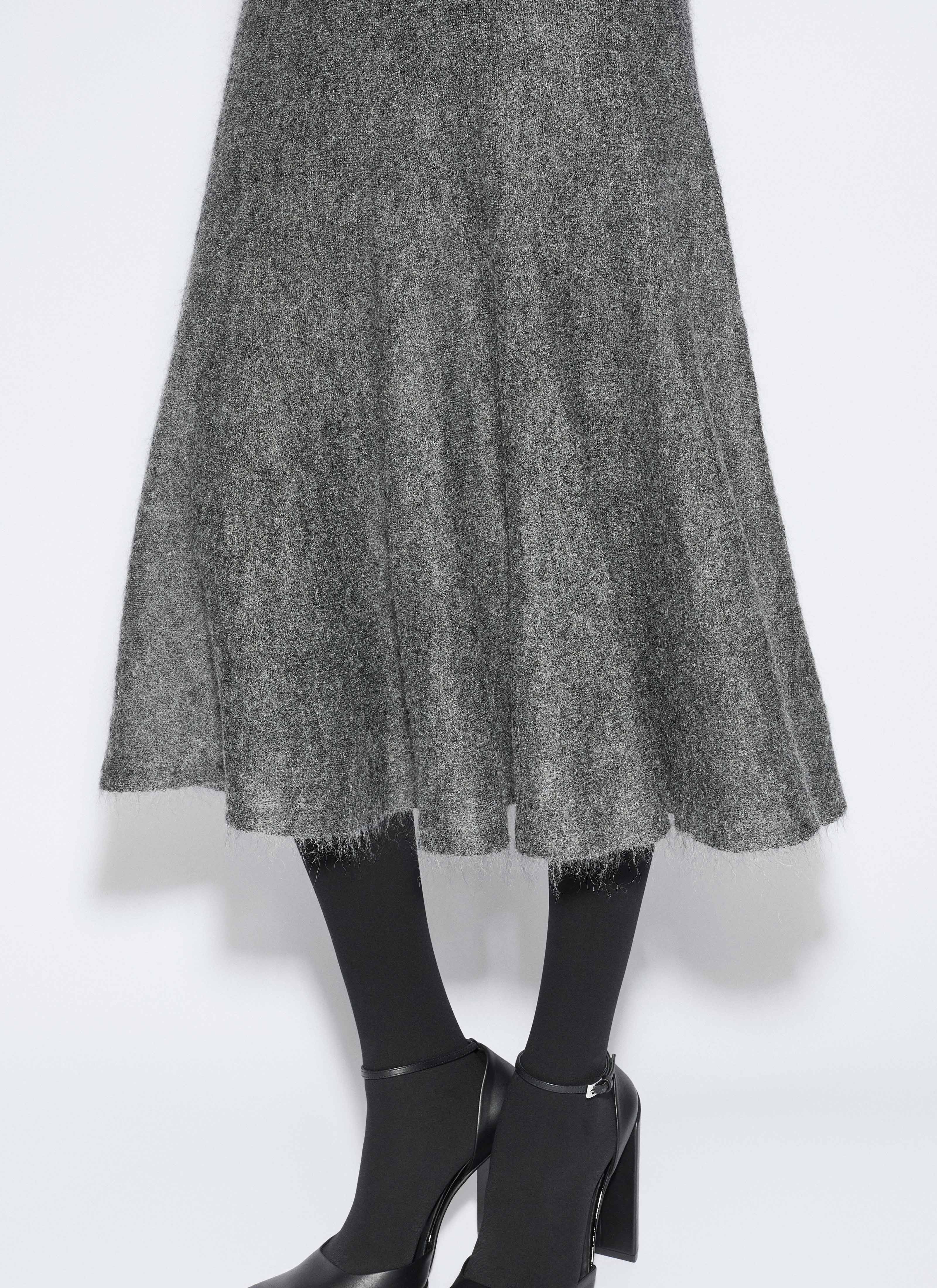 ALAÏA GRAY MOHAIR KNIT CIRCLE SKIRT