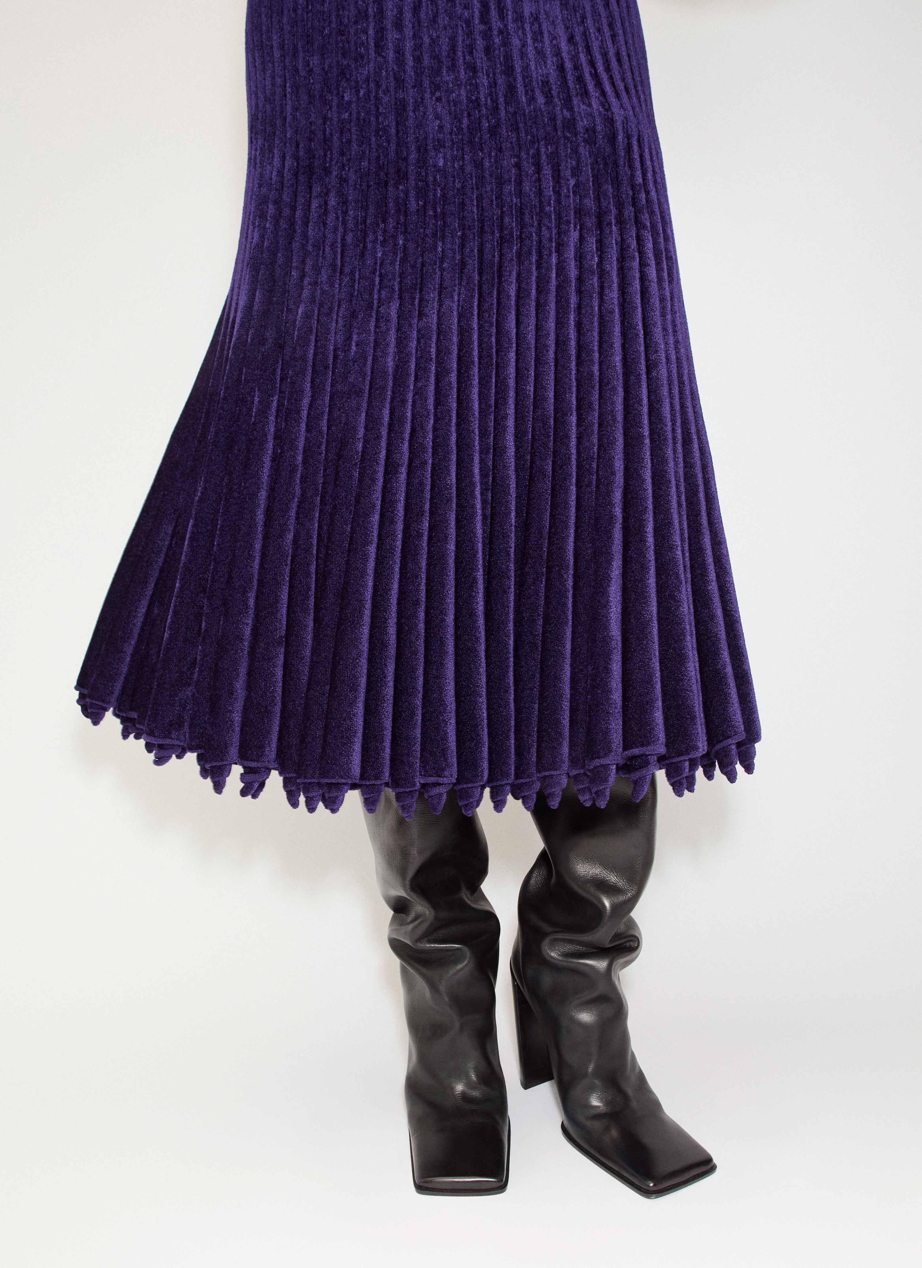 ALAÏA VIOLET VELVET KNIT SKIRT