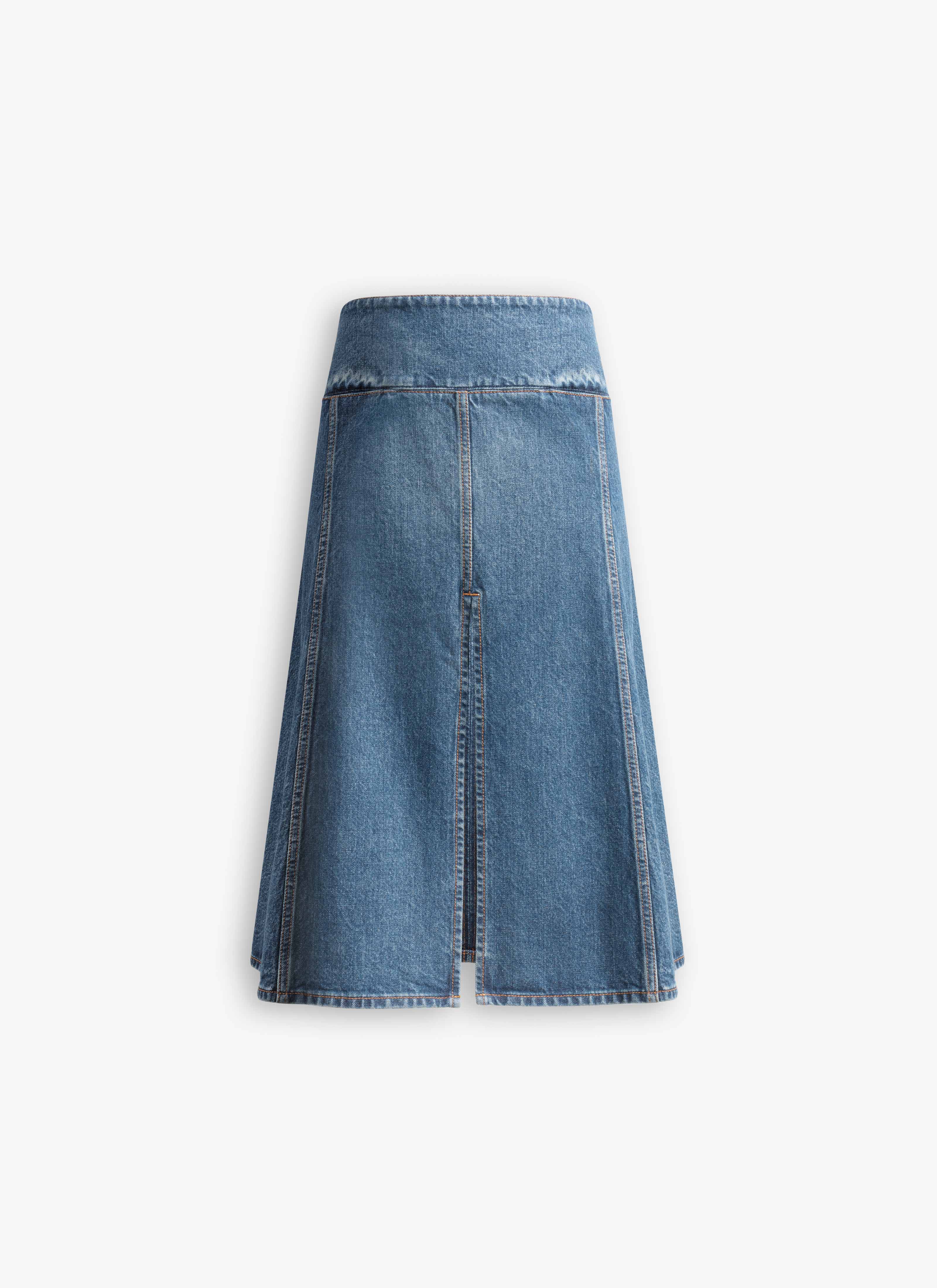 ALAÏA BLUE DENIM SLIT SKIRT