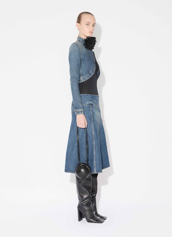 DENIM SLIT SKIRT ALAÏA BLUE DENIM SLIT SKIRT