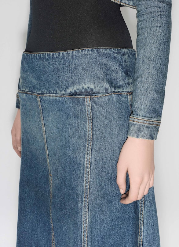 DENIM SLIT SKIRT ALAÏA BLUE DENIM SLIT SKIRT
