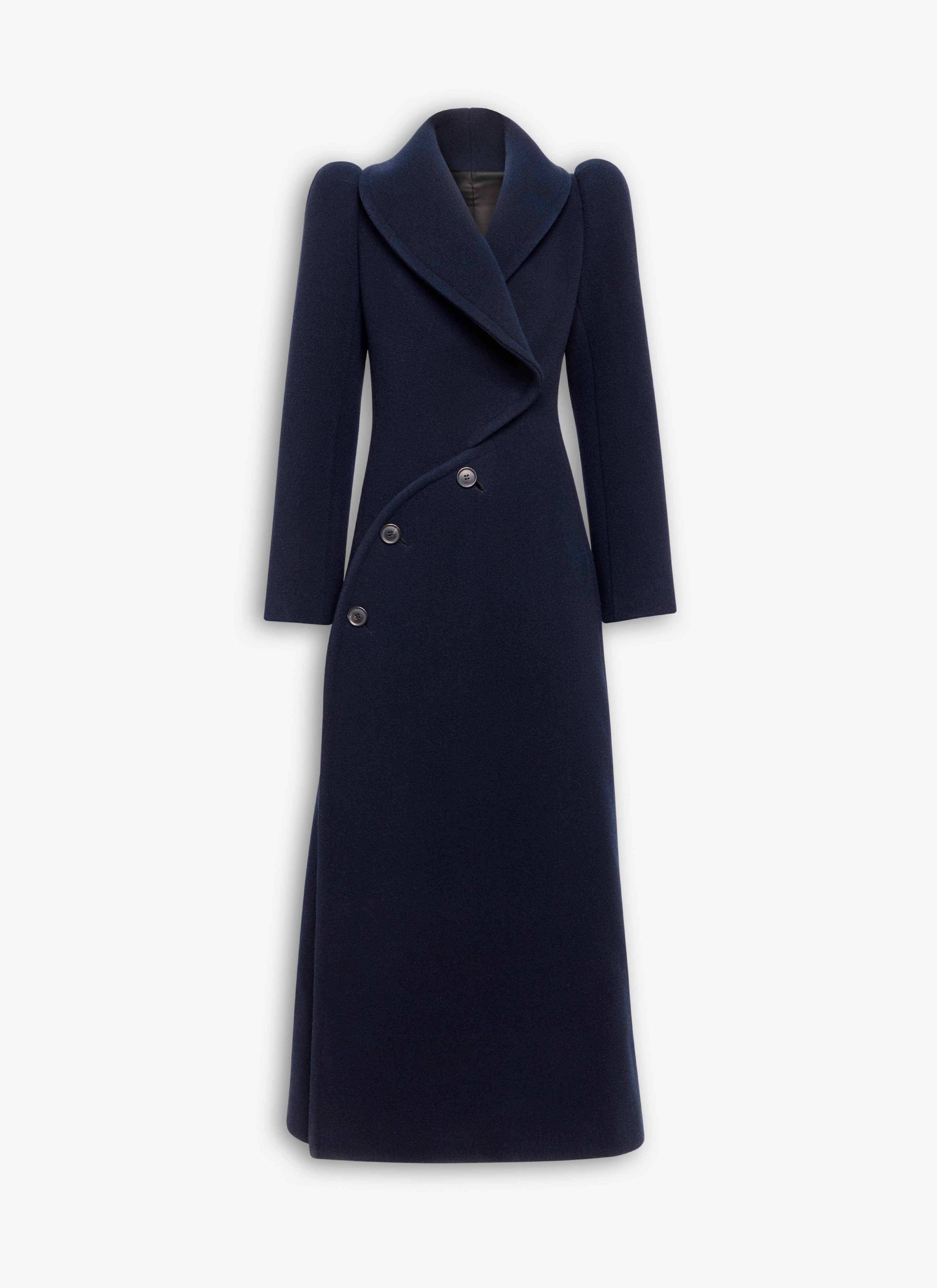 ALAÏA MIDNIGHT WOOL CURVED COAT