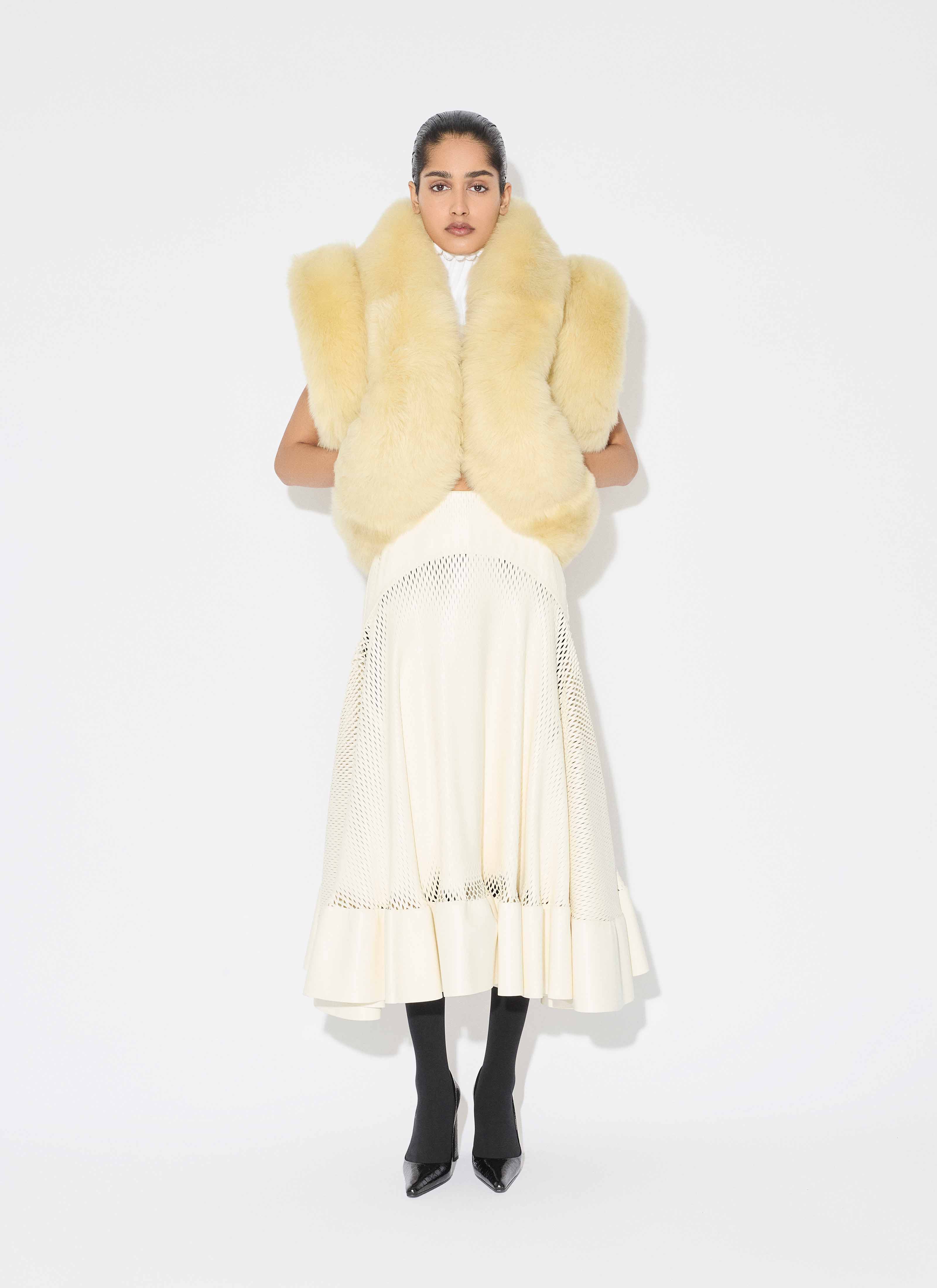ALAÏA NATURAL PADDED SHEARLING VEST
