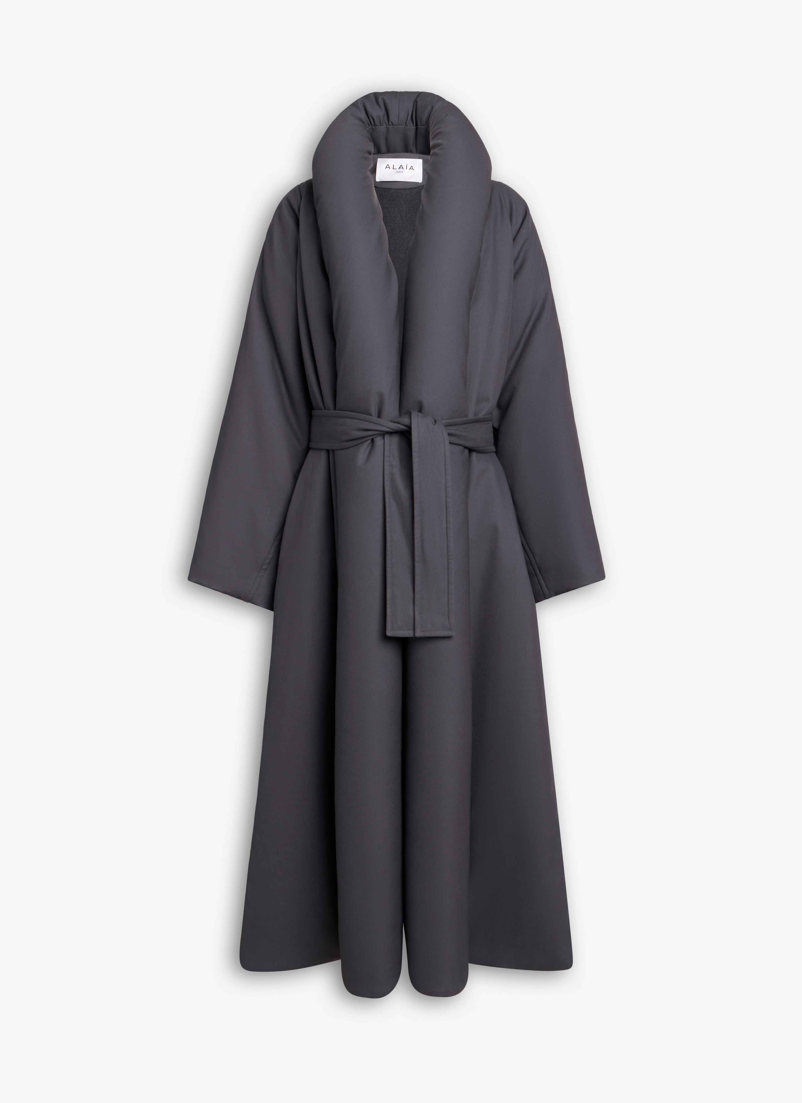 ALAÏA ASH COTTON GABARDINE PADDED TRENCH
