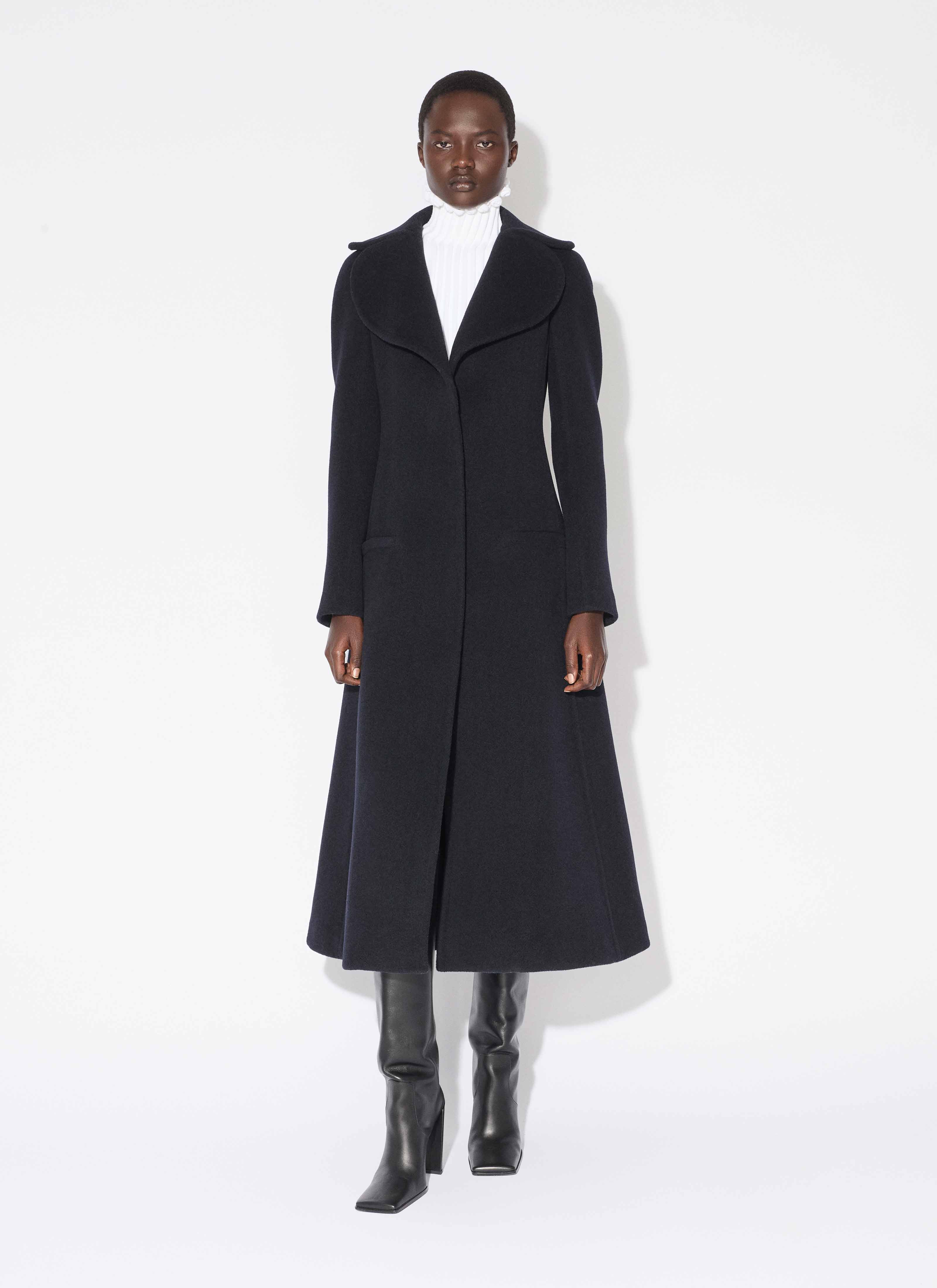 ALAÏA MARINE CINCHED WOOL COAT