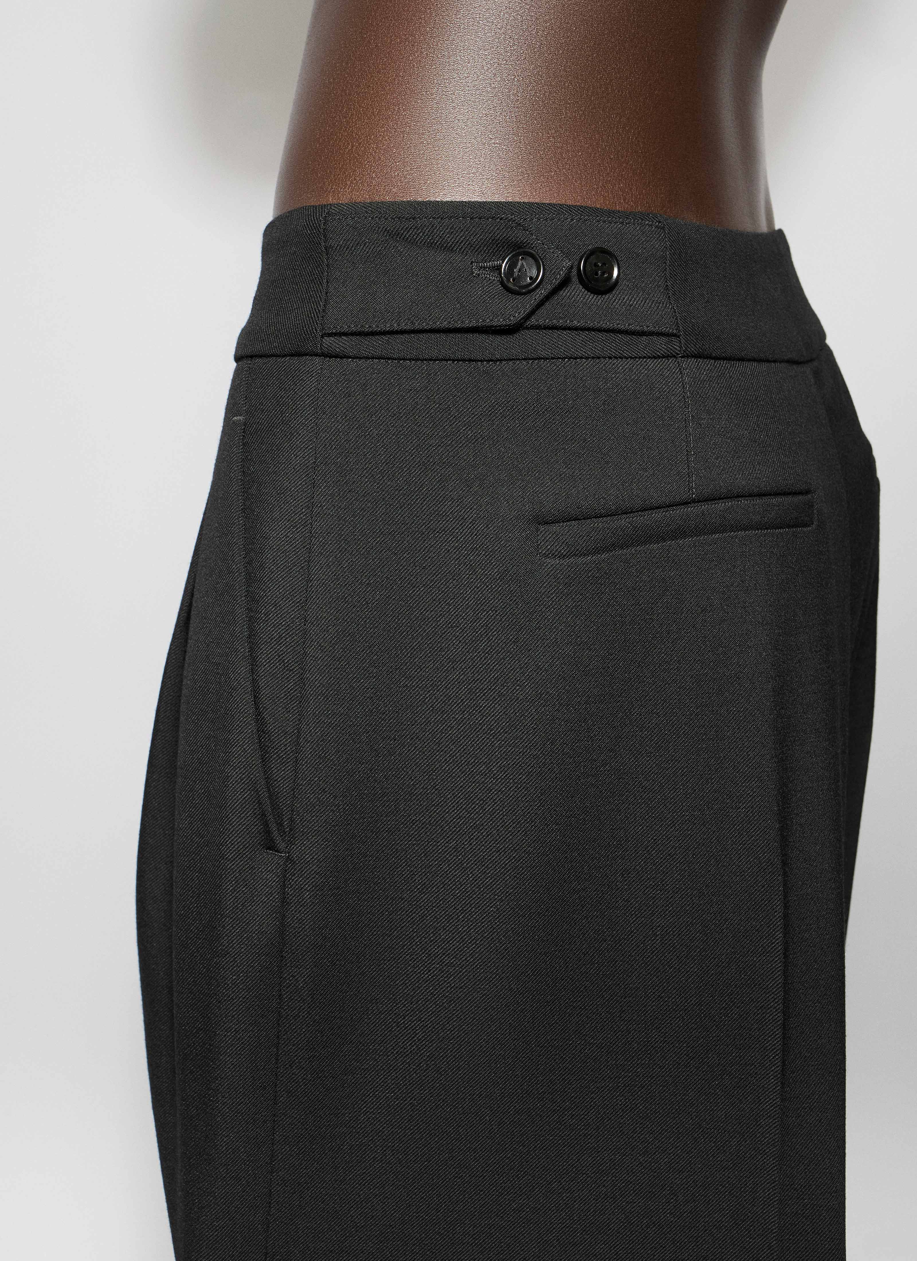 ALAÏA BLACK WOOL GABARDINE TAILORED PANTS