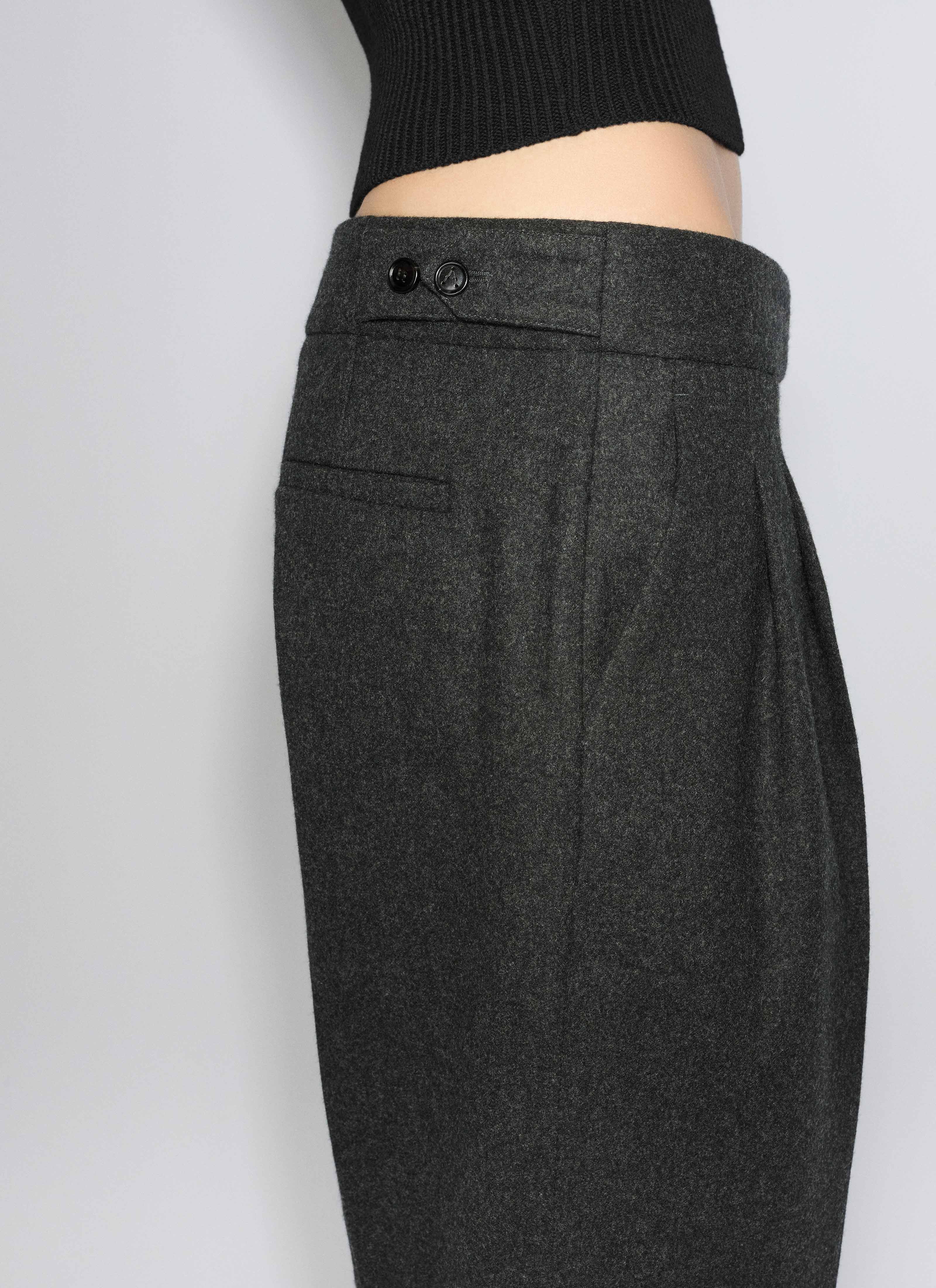 ALAÏA ANTHRACITE FLANNEL TAILORED PANTS