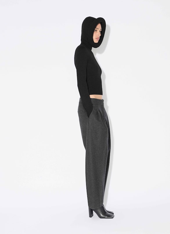 PANTALONI SARTORIALI IN FLANELLA ALAÏA ANTRACITE PANTALONI SARTORIALI IN FLANELLA