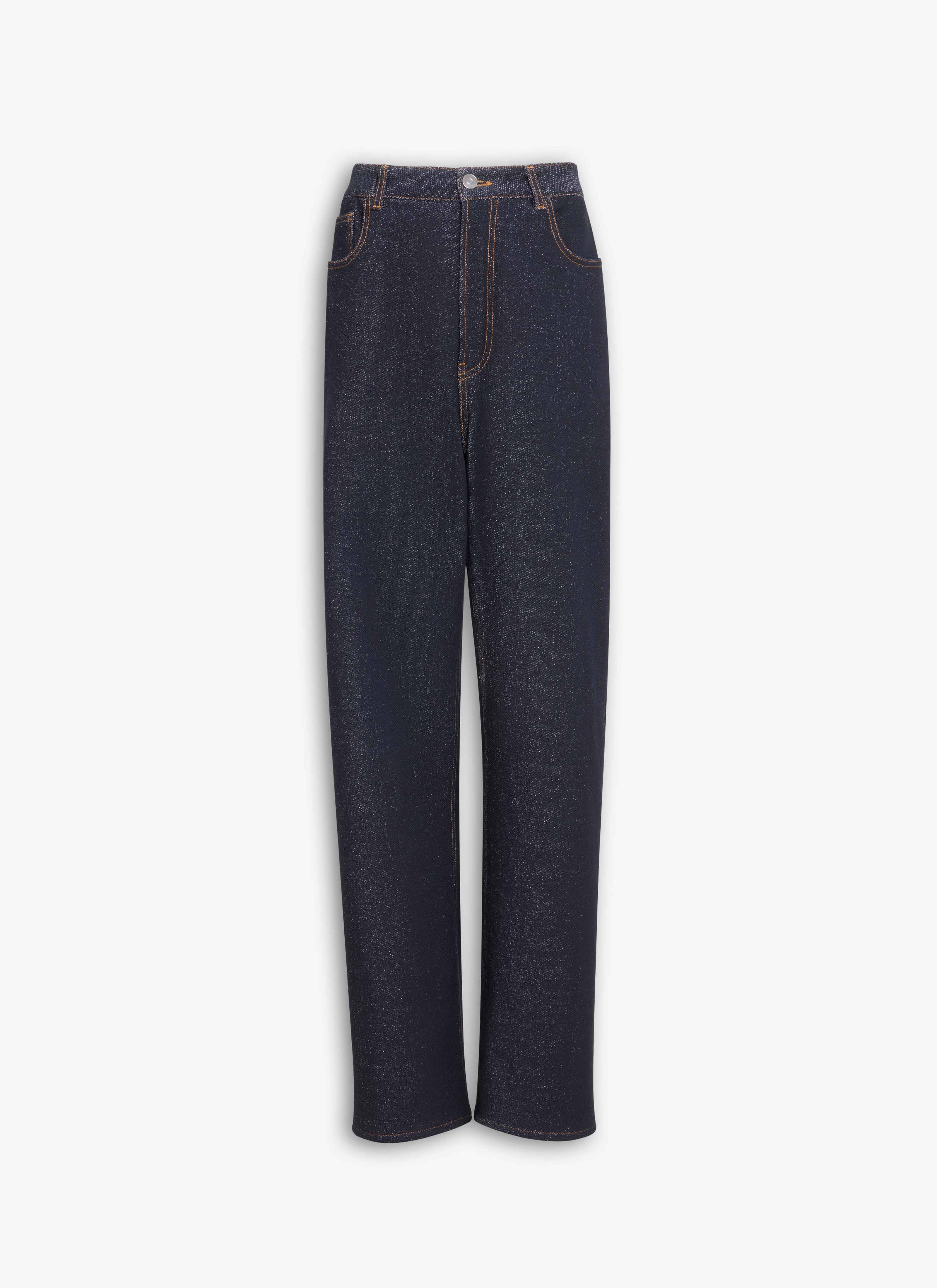 ALAÏA BLACK/WHITE DENIM KNIT LOOSE PANTS