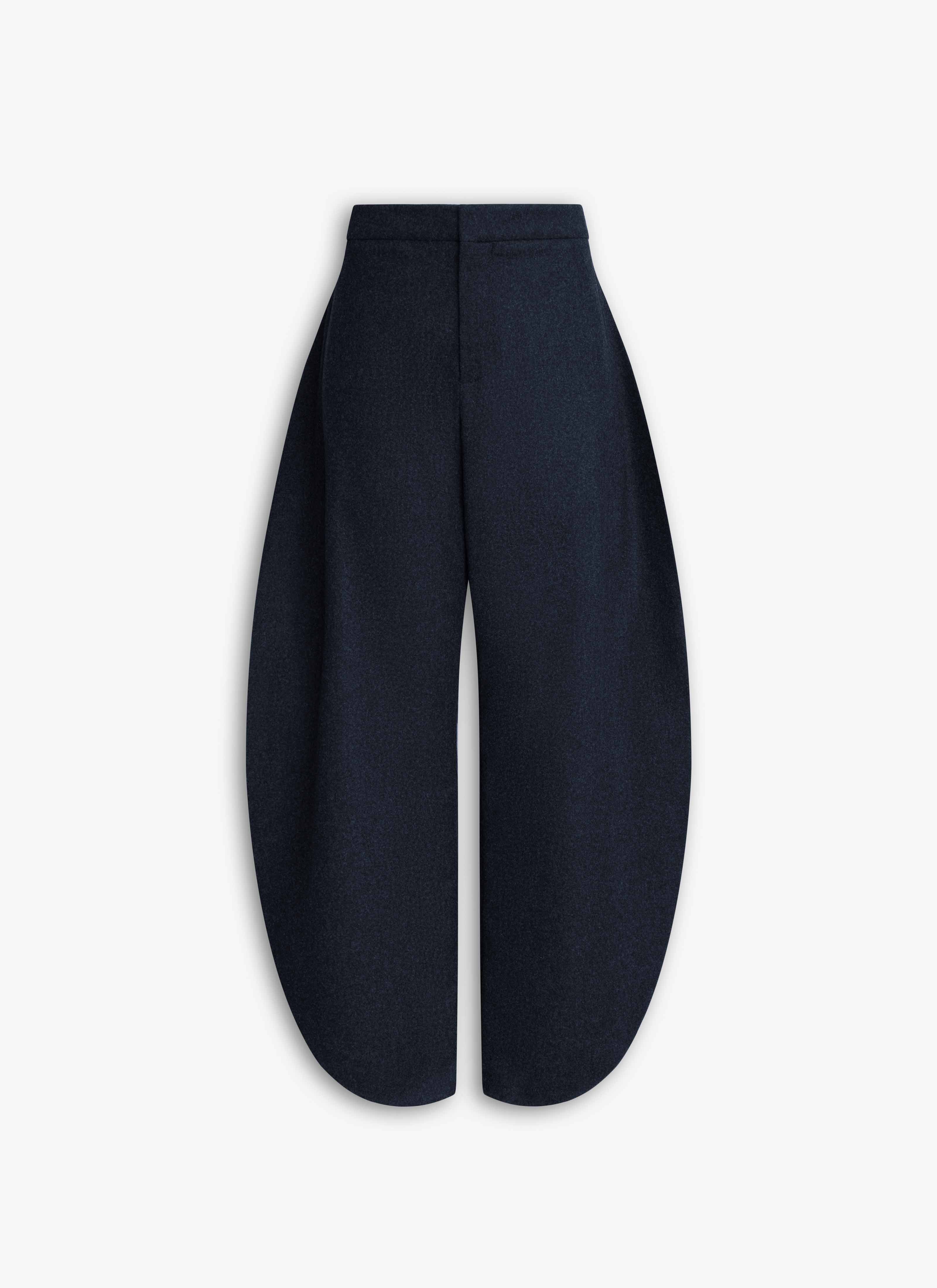 ALAÏA MARINE WOOL FLANNEL PETAL PANTS