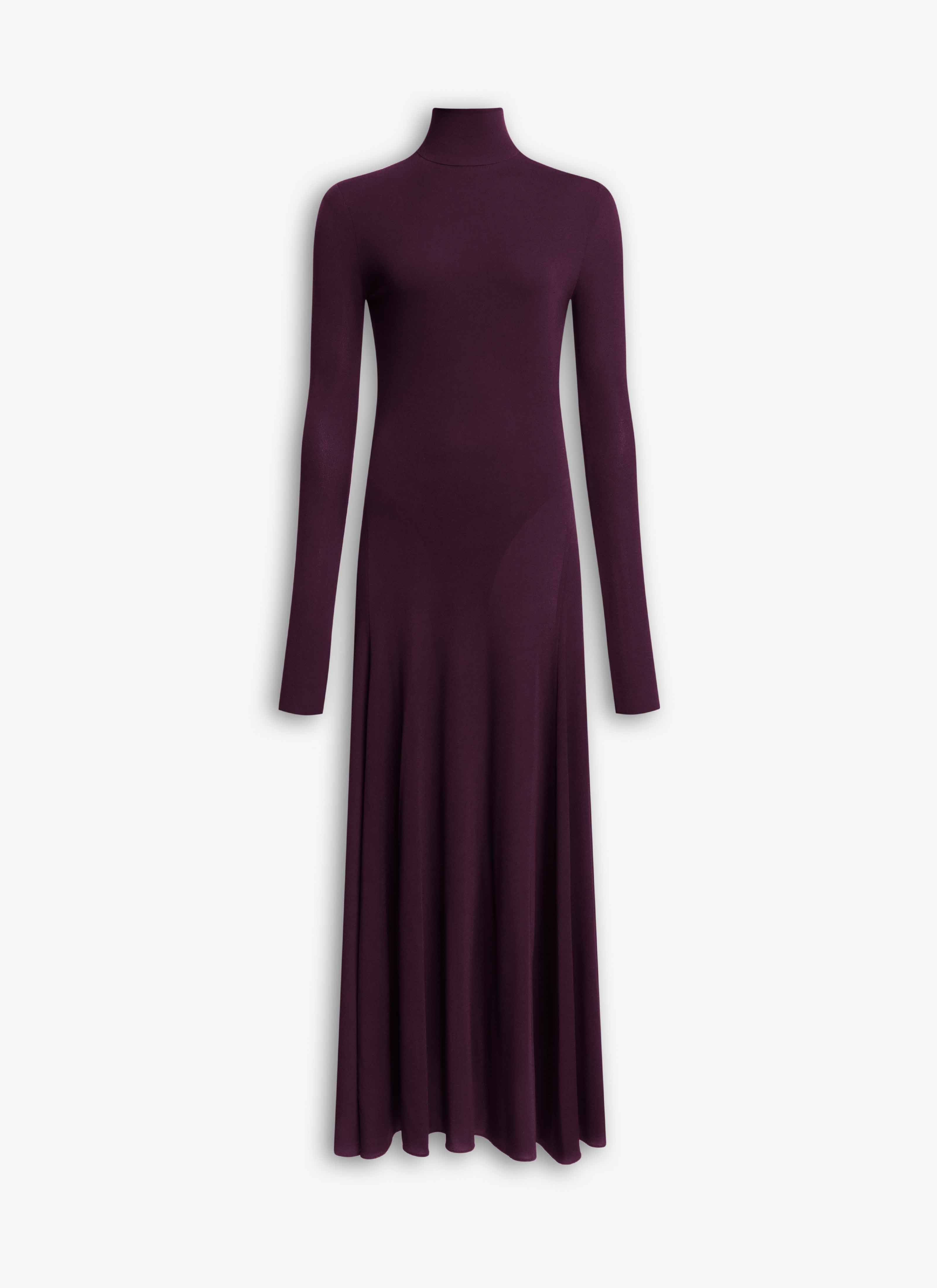 ALAÏA PLUM FLUID JERSEY HEART DRESS