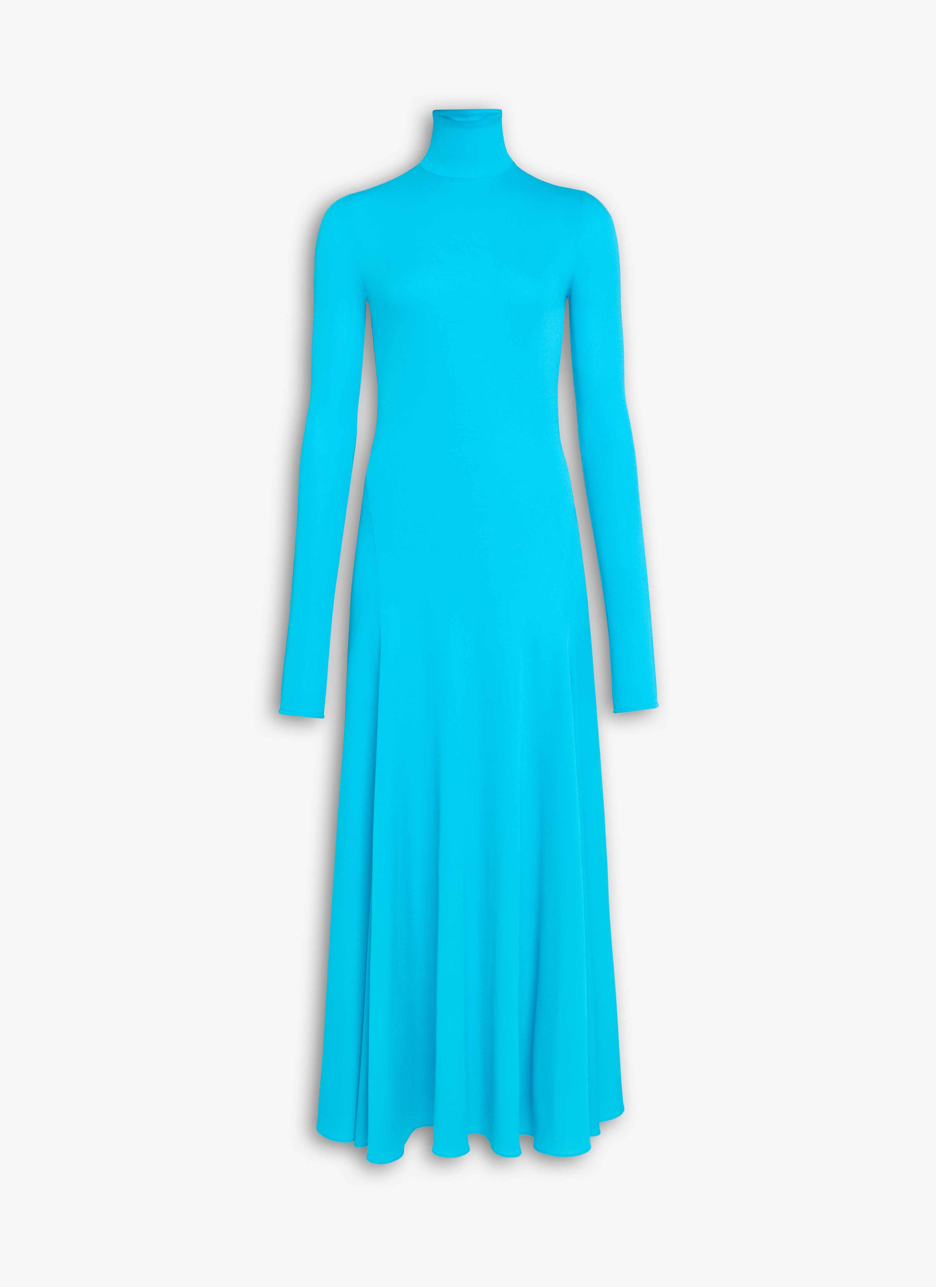 ALAÏA TURQUOISE FLUID JERSEY HEART DRESS