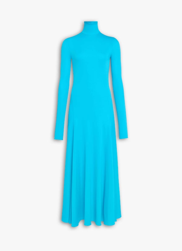 ABITO CON CUORE IN JERSEY FLUIDO ALAÏA TURQUOISE ABITO CON CUORE IN JERSEY FLUIDO