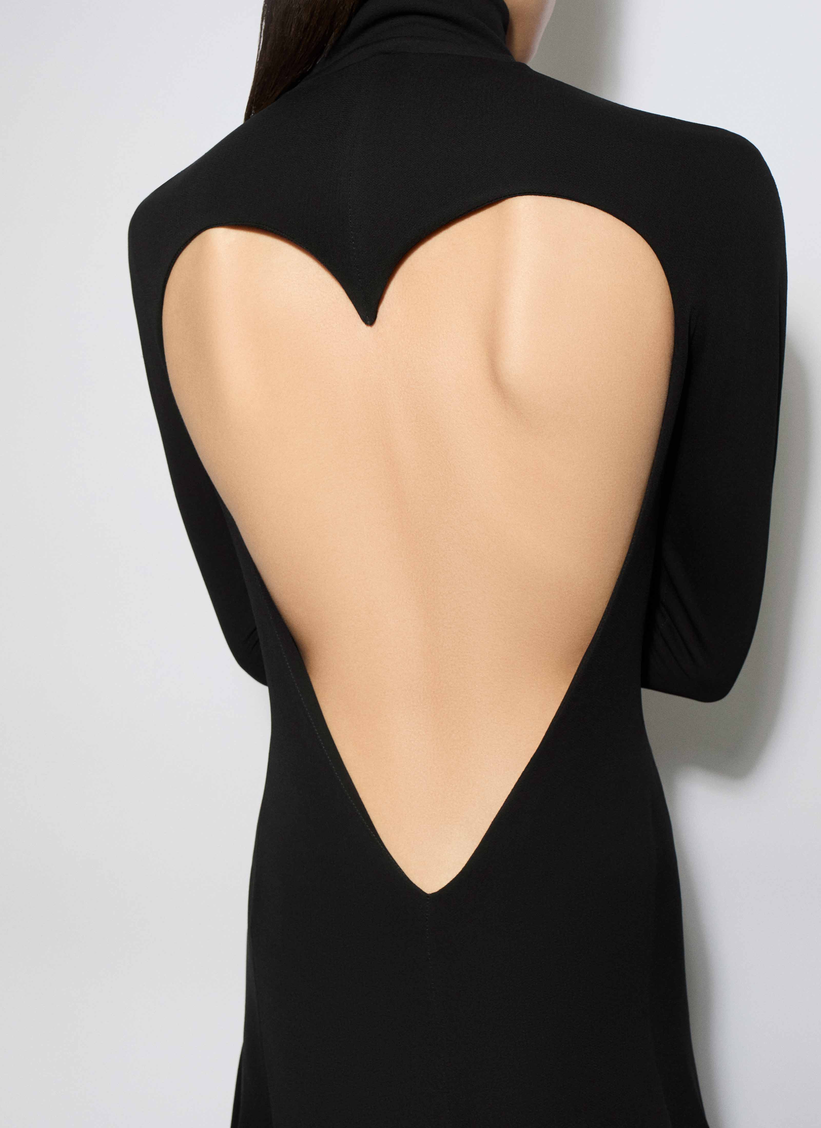 ALAÏA BLACK FLUID JERSEY HEART DRESS