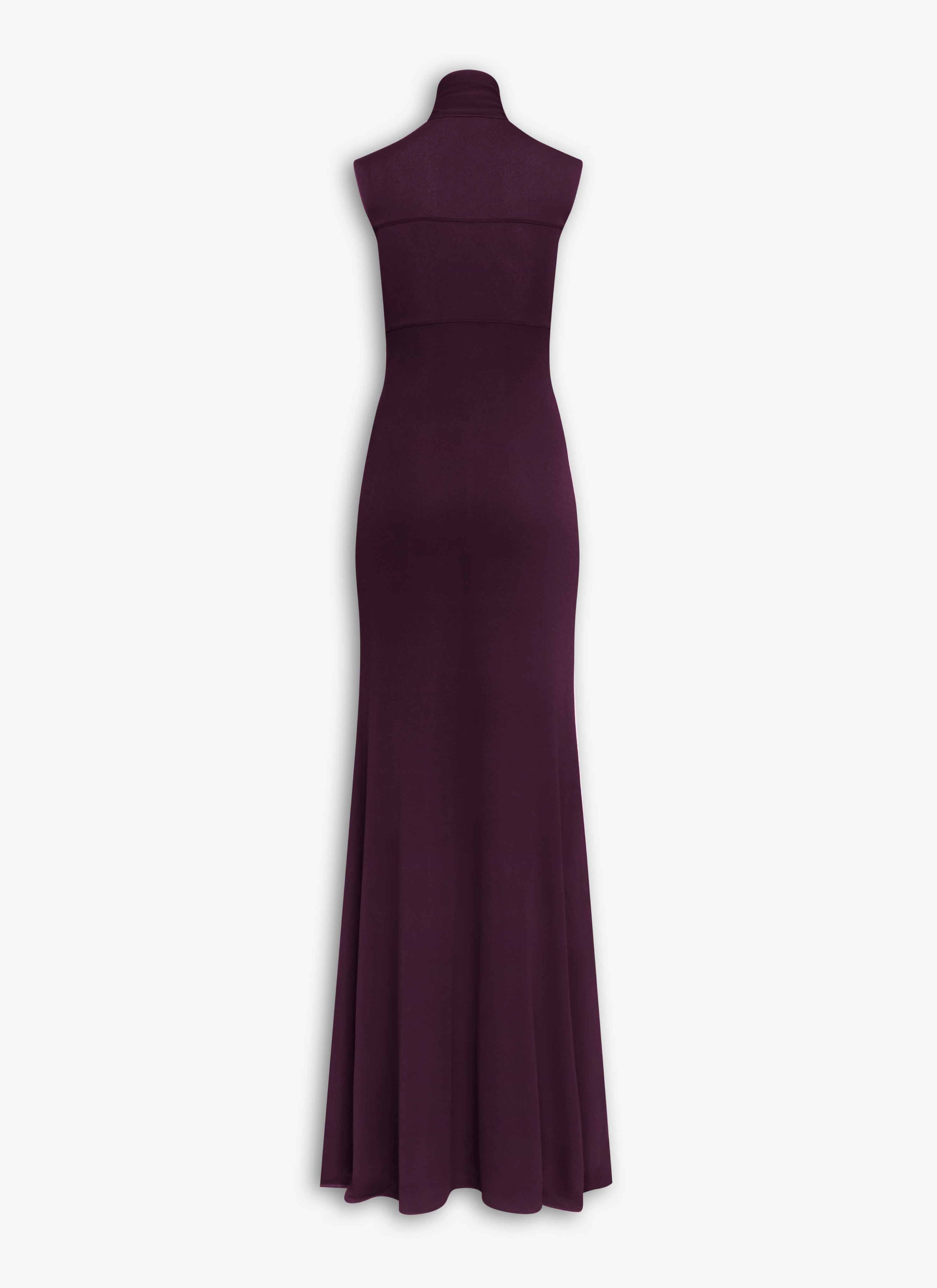 ALAÏA PLUM FLUID JERSEY BOW DRESS