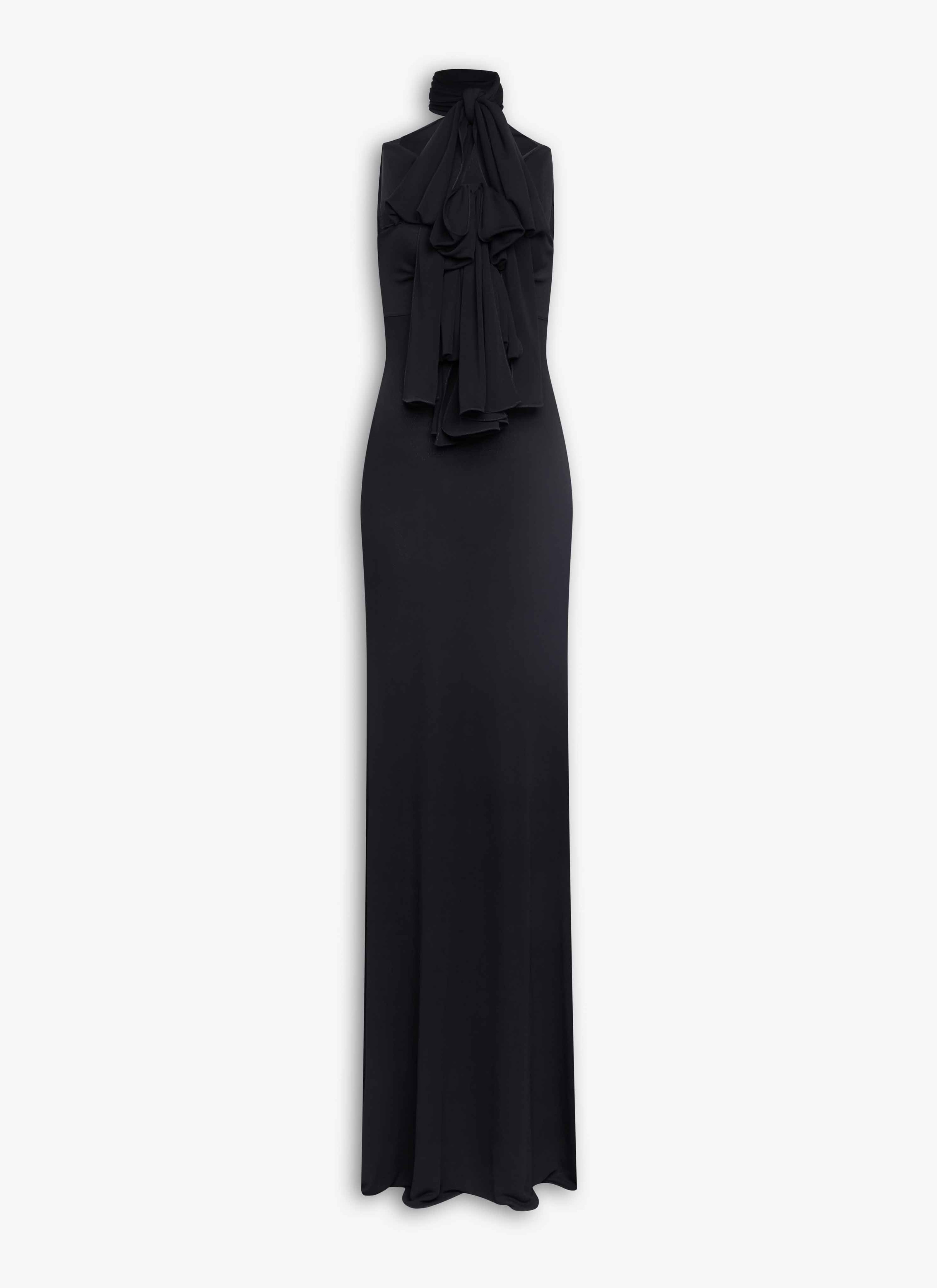 ALAÏA BLACK FLUID JERSEY BOW DRESS