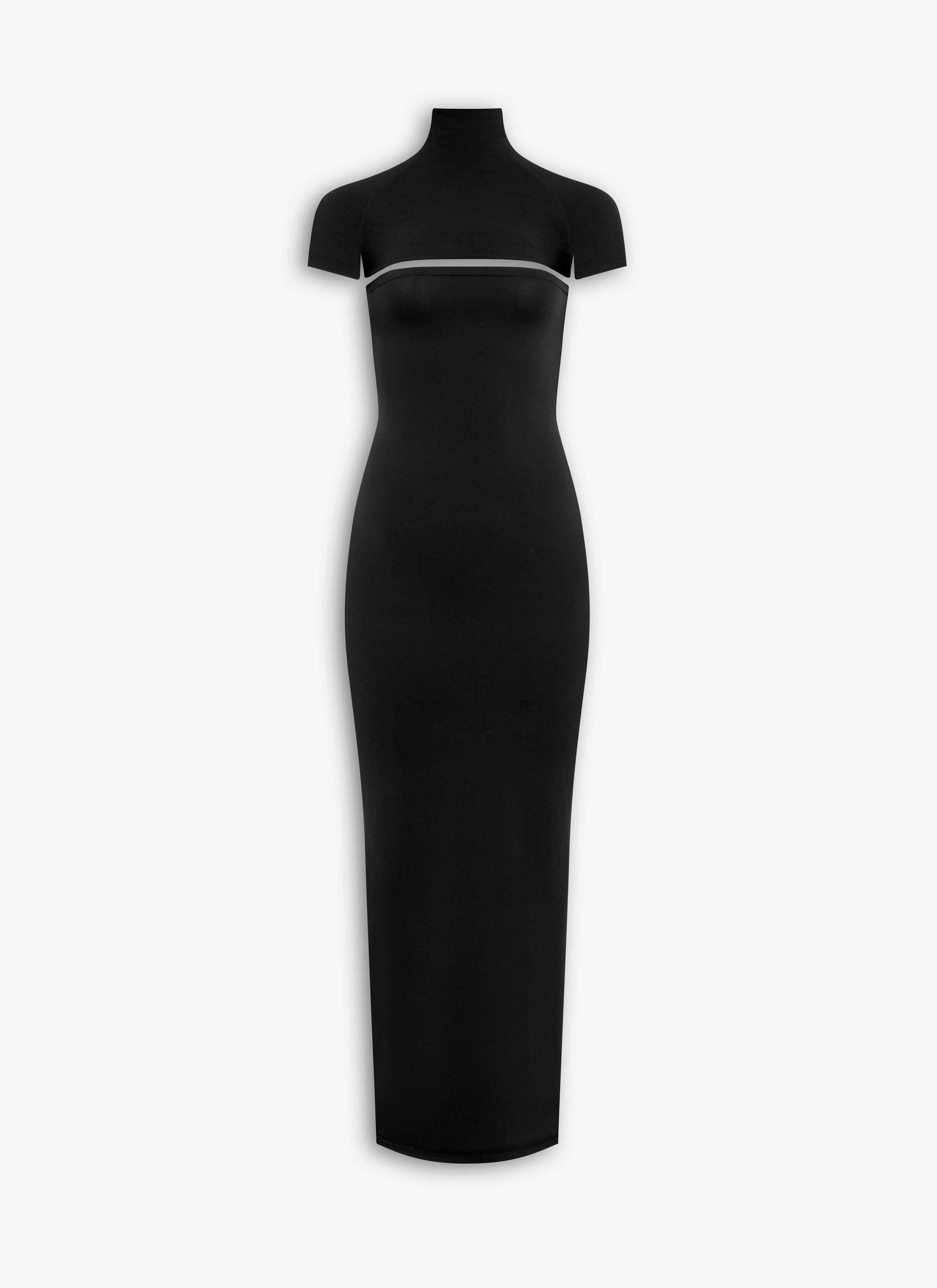 ALAÏA BLACK SECOND-SKIN KNIT CUT-OUT DRESS
