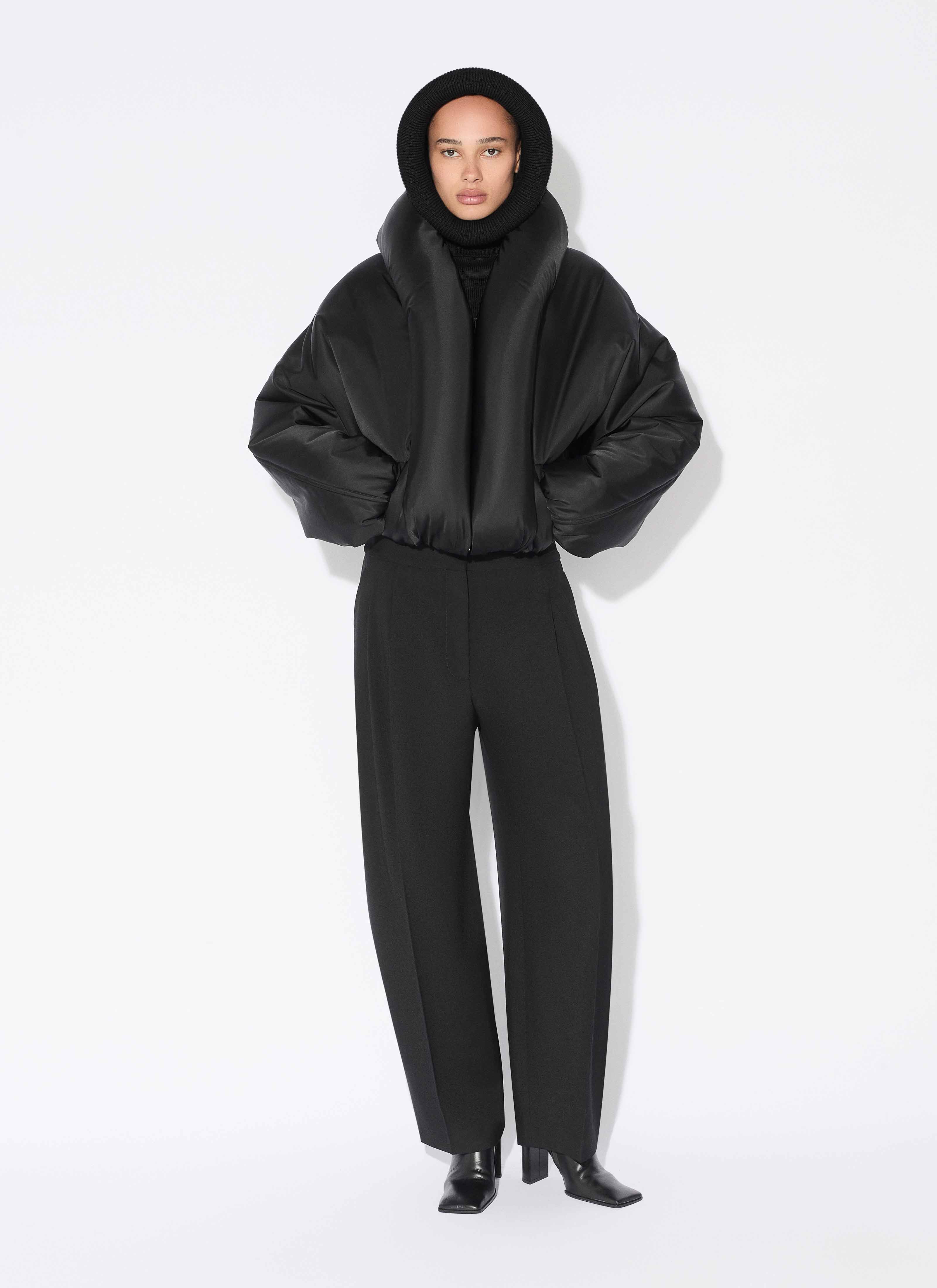 ALAÏA BLACK TAFFETA PADDED BOMBER