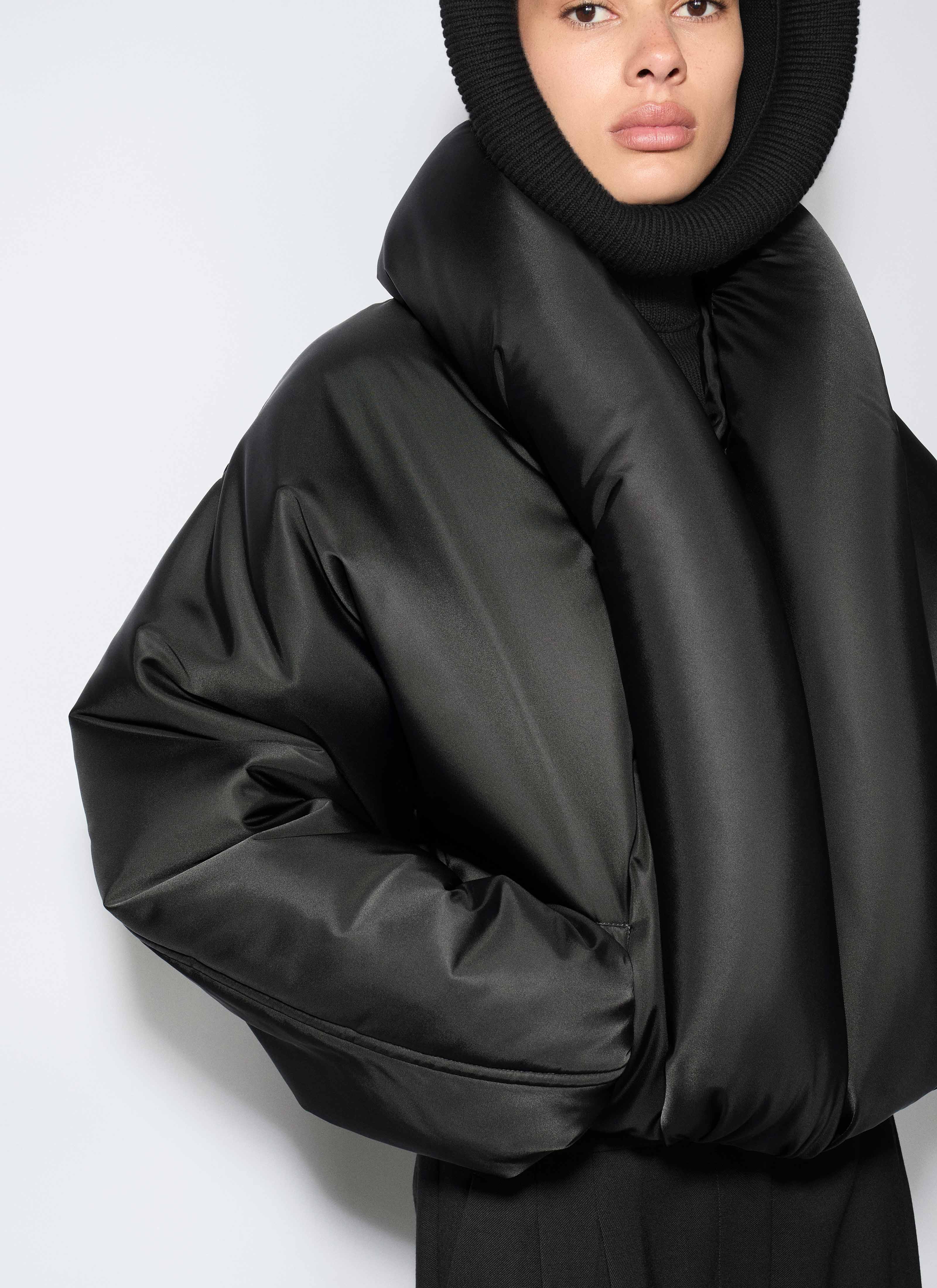 ALAÏA BLACK TAFFETA PADDED BOMBER