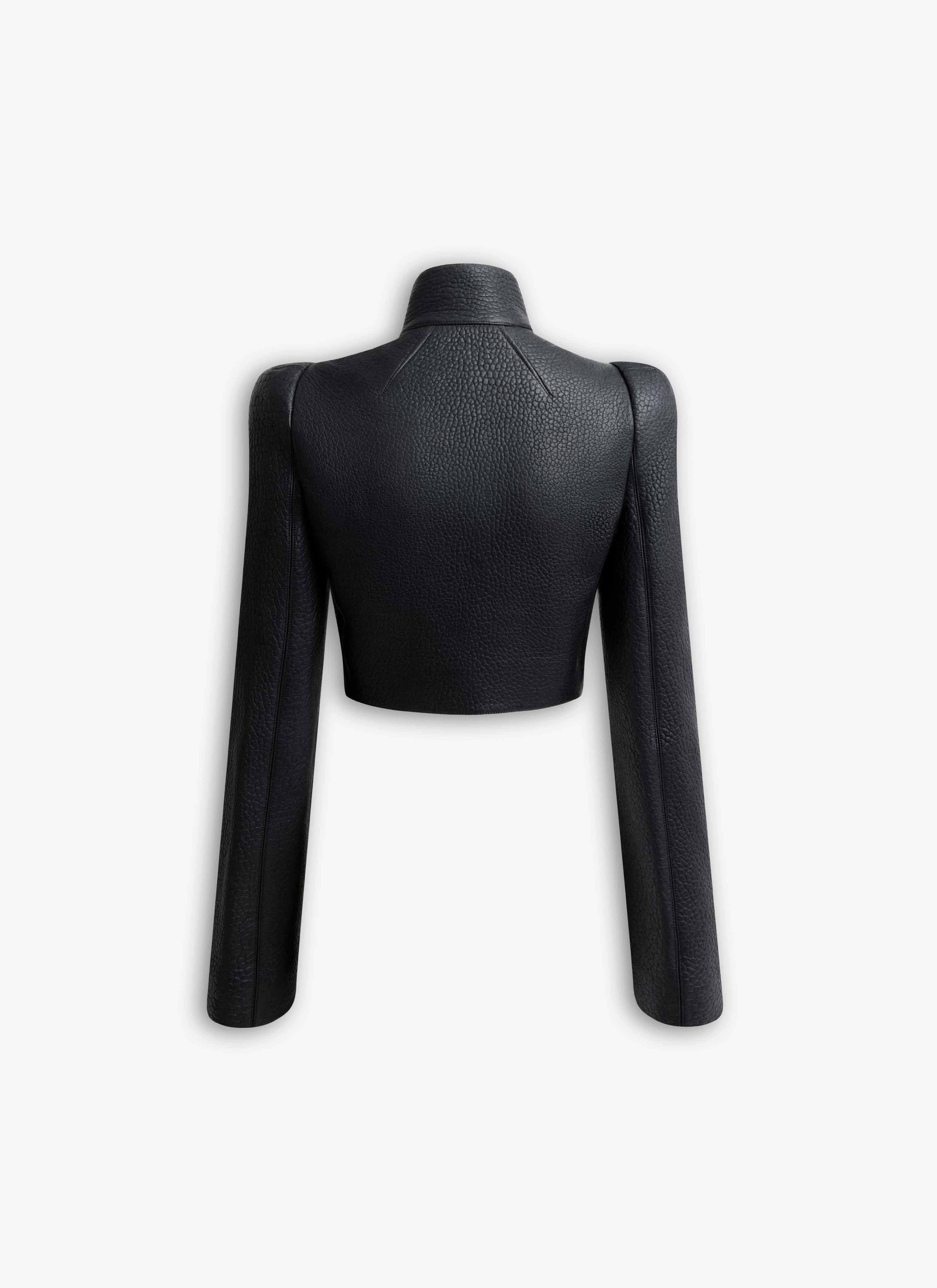 ALAÏA BLACK LAMBSKIN HIGH NECK JACKET