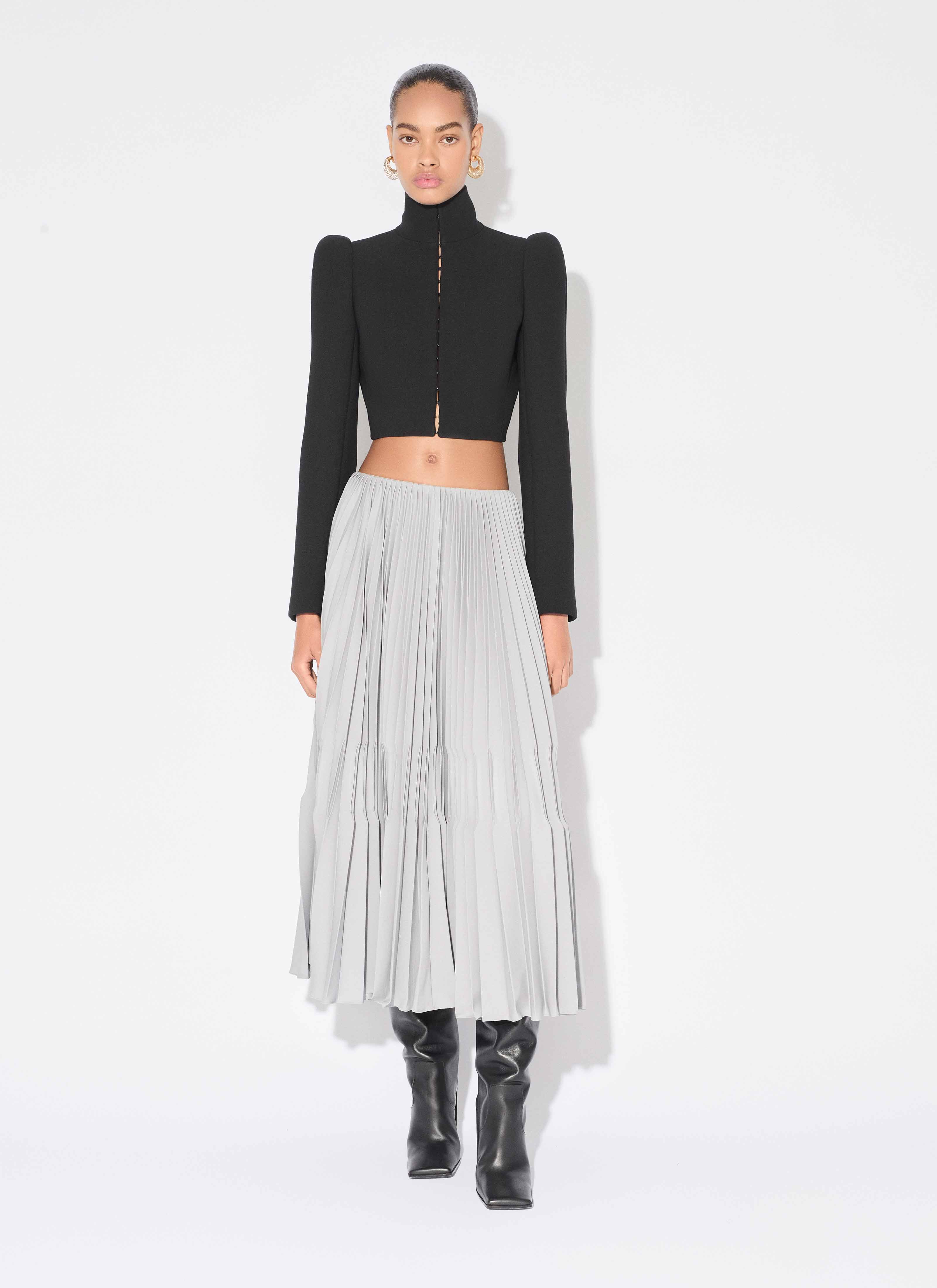 ALAÏA BLACK WOOL HIGH NECK JACKET