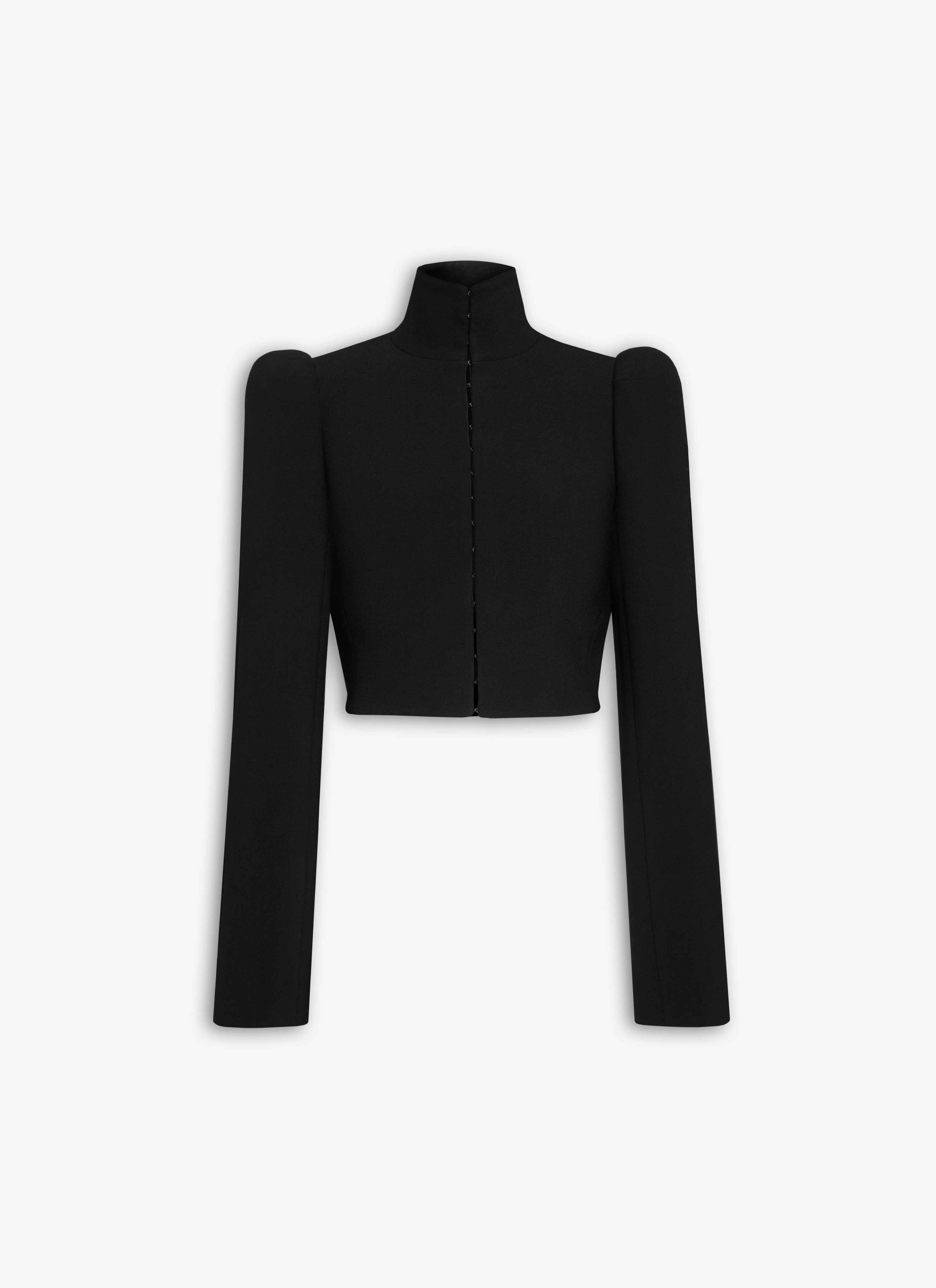 ALAÏA BLACK WOOL HIGH NECK JACKET