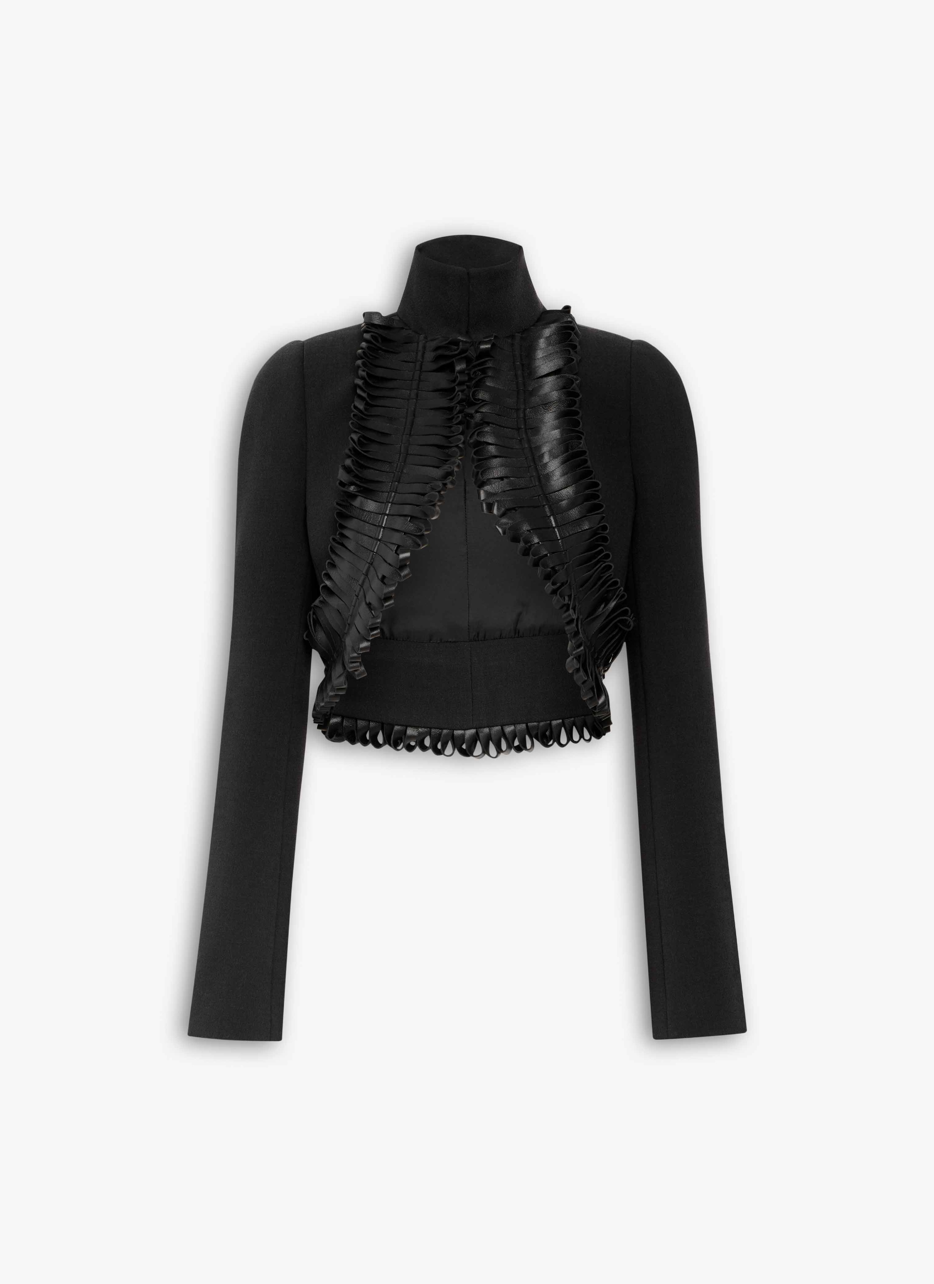 ALAÏA BLACK WOOL TRIMMED JACKET