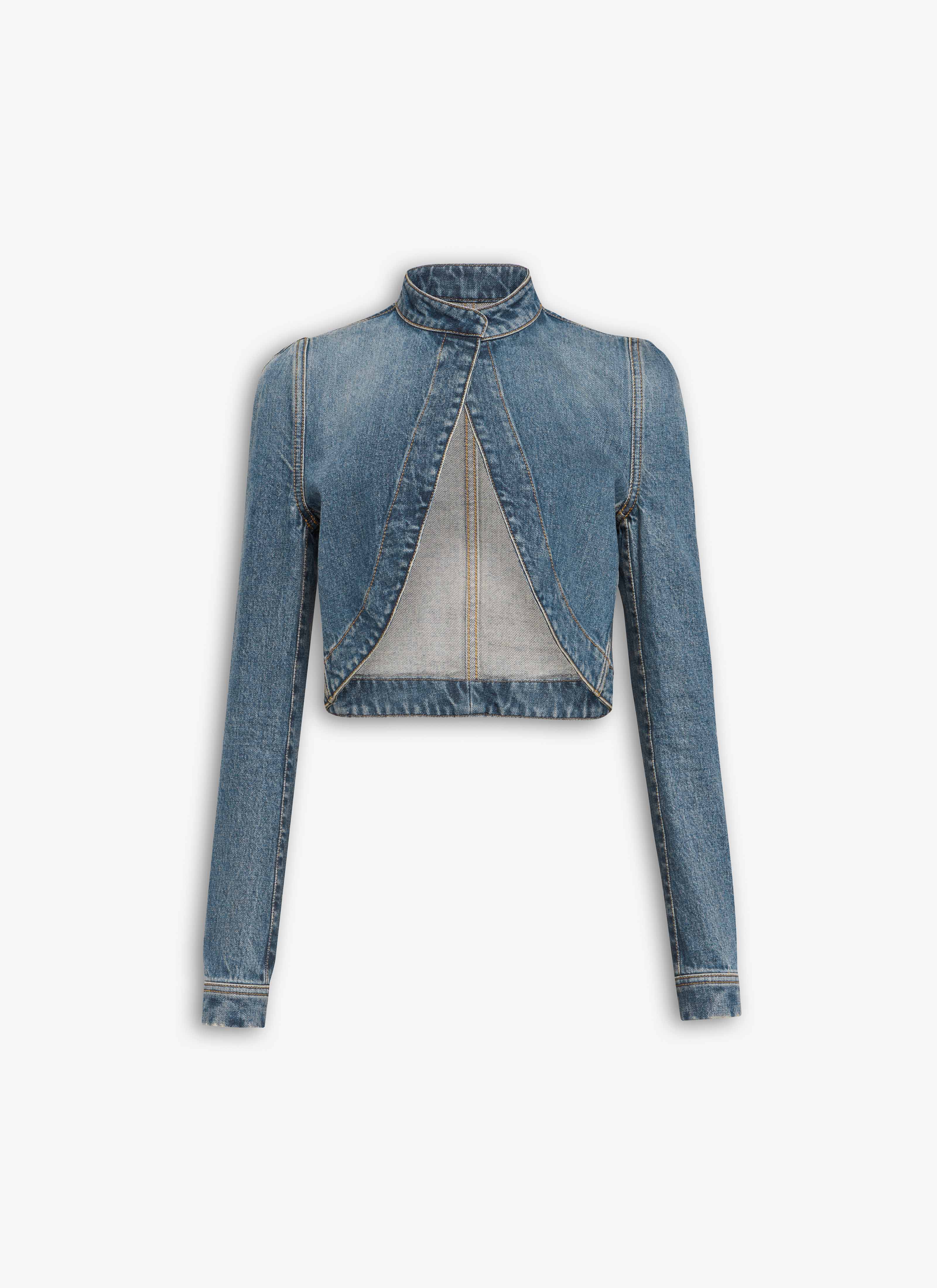 ALAÏA BLUE DENIM CROPPED JACKET