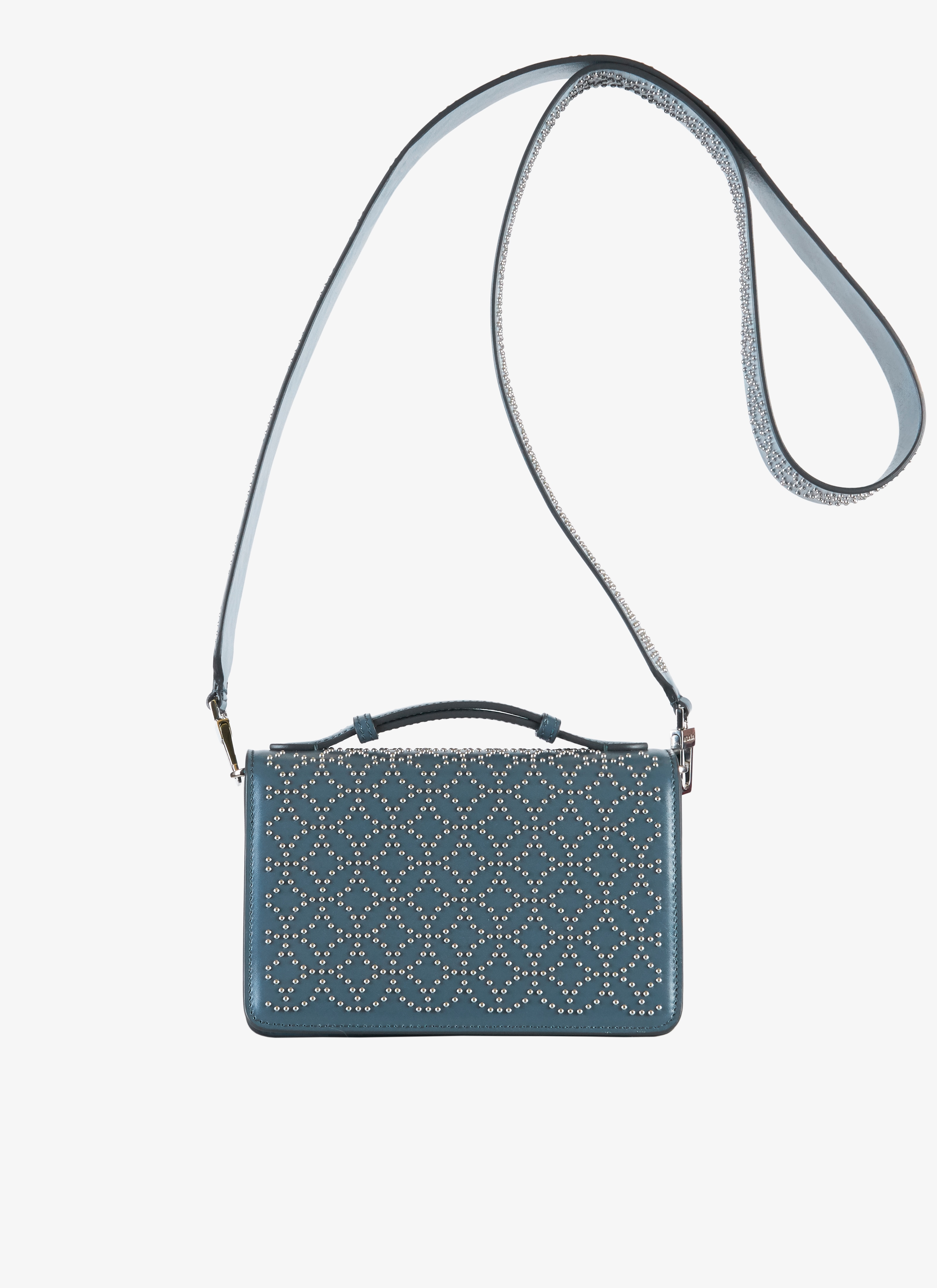 ALAÏA RUSSIAN BLUE  POCKET CUIR LUX CLOU ARABESQUE BLUE RUSSIAN