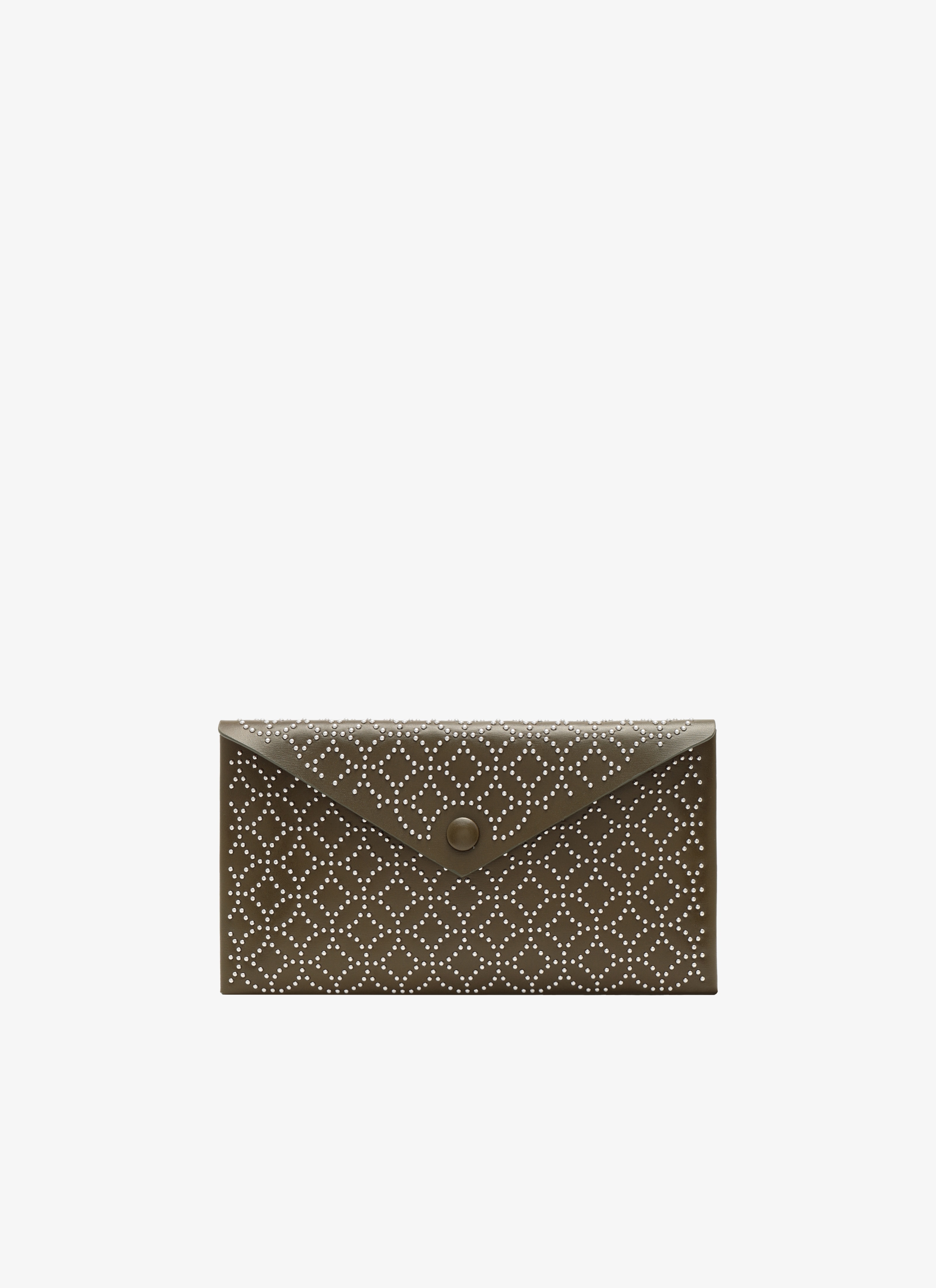 ALAÏA  POCHETTE CUIR LUX CLOU ARABESQUE KAKI KAKI