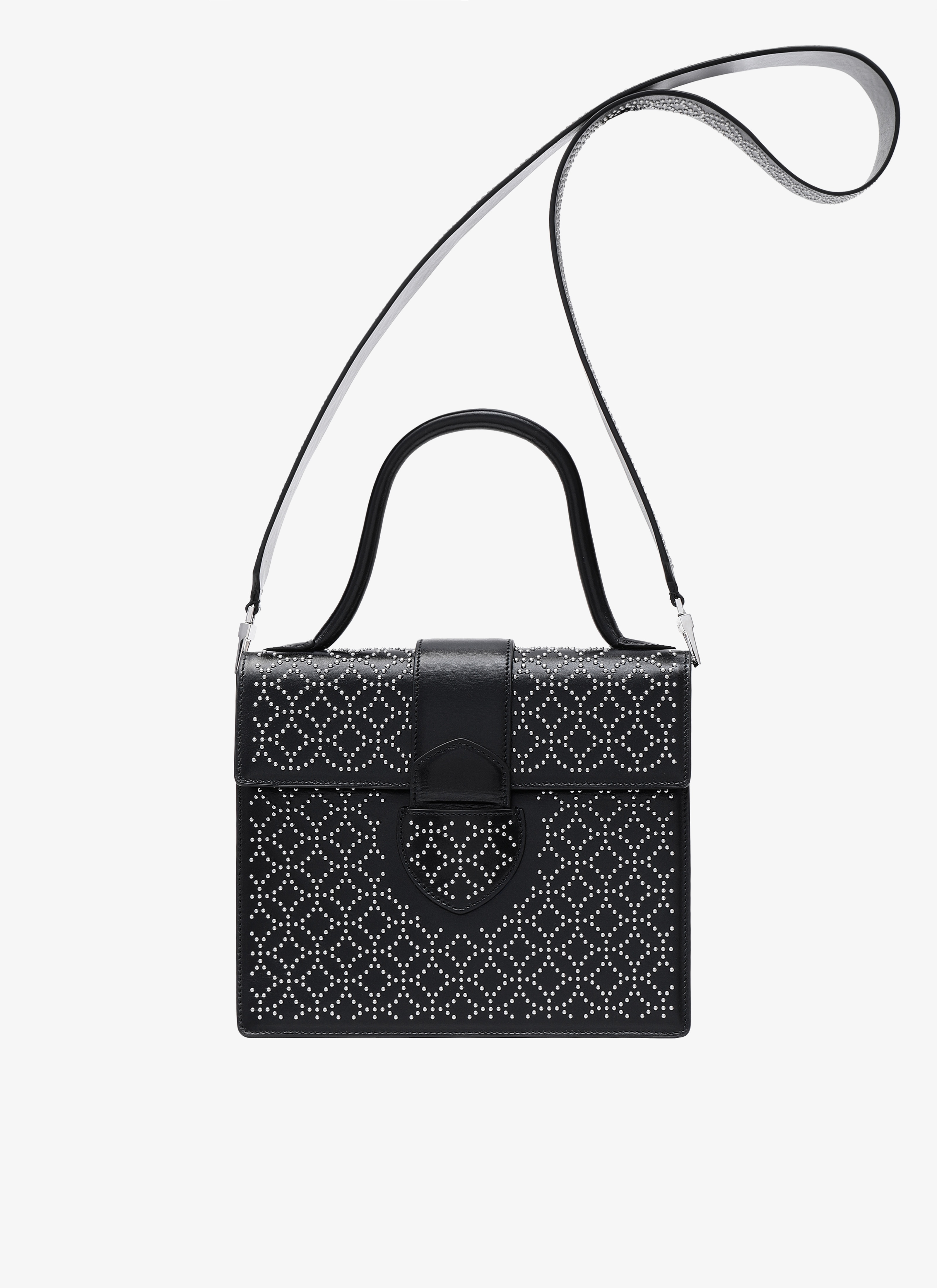 ALAÏA BLACK  CLOSED BAG PM CUIR LUX CLOU ARABESQUE BLACK