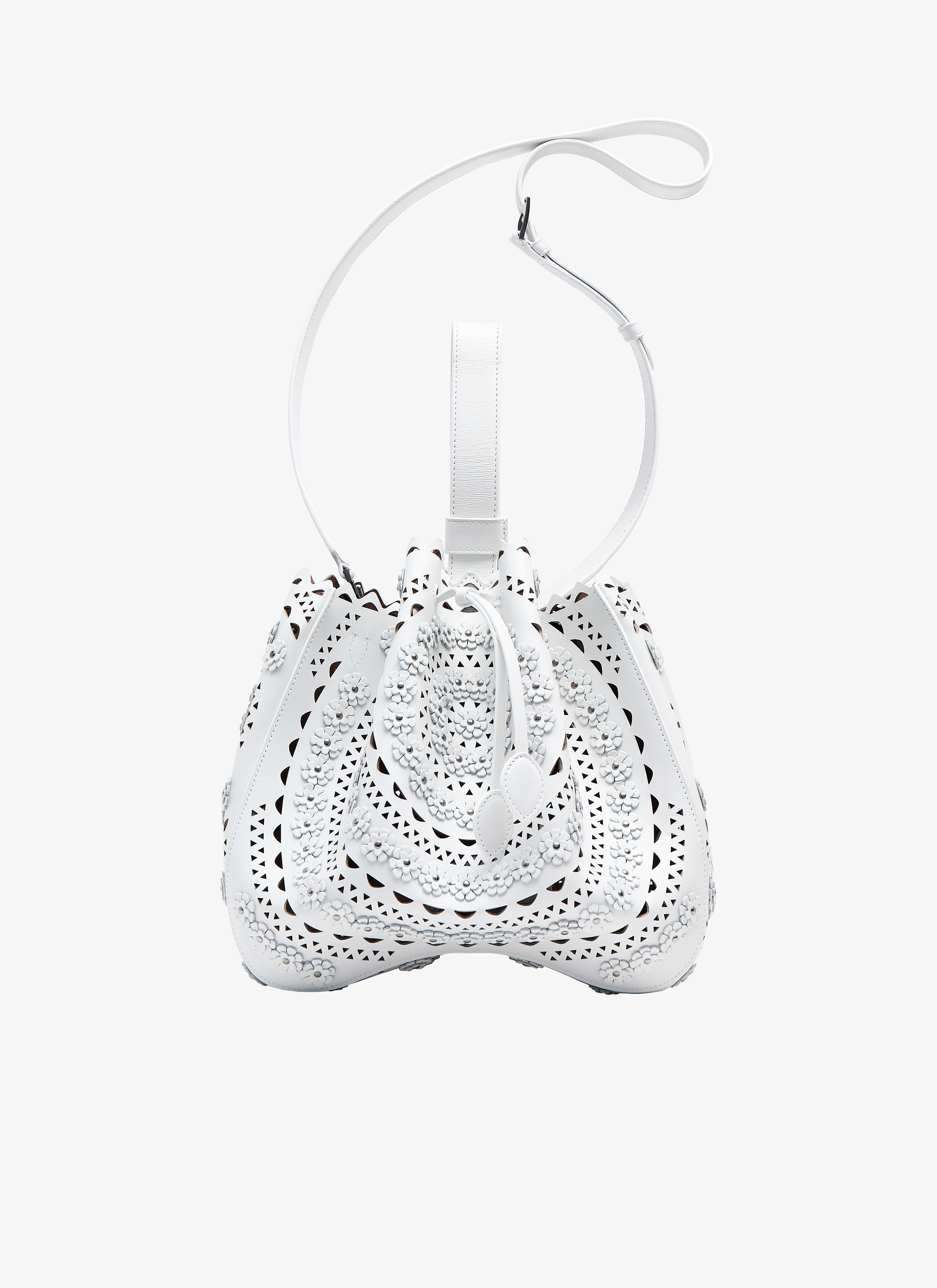 ALAÏA WHITE  ROSE-MARIE STRA CUIR LUX NEW VIENNE FLEUR OPTICAL WHITE