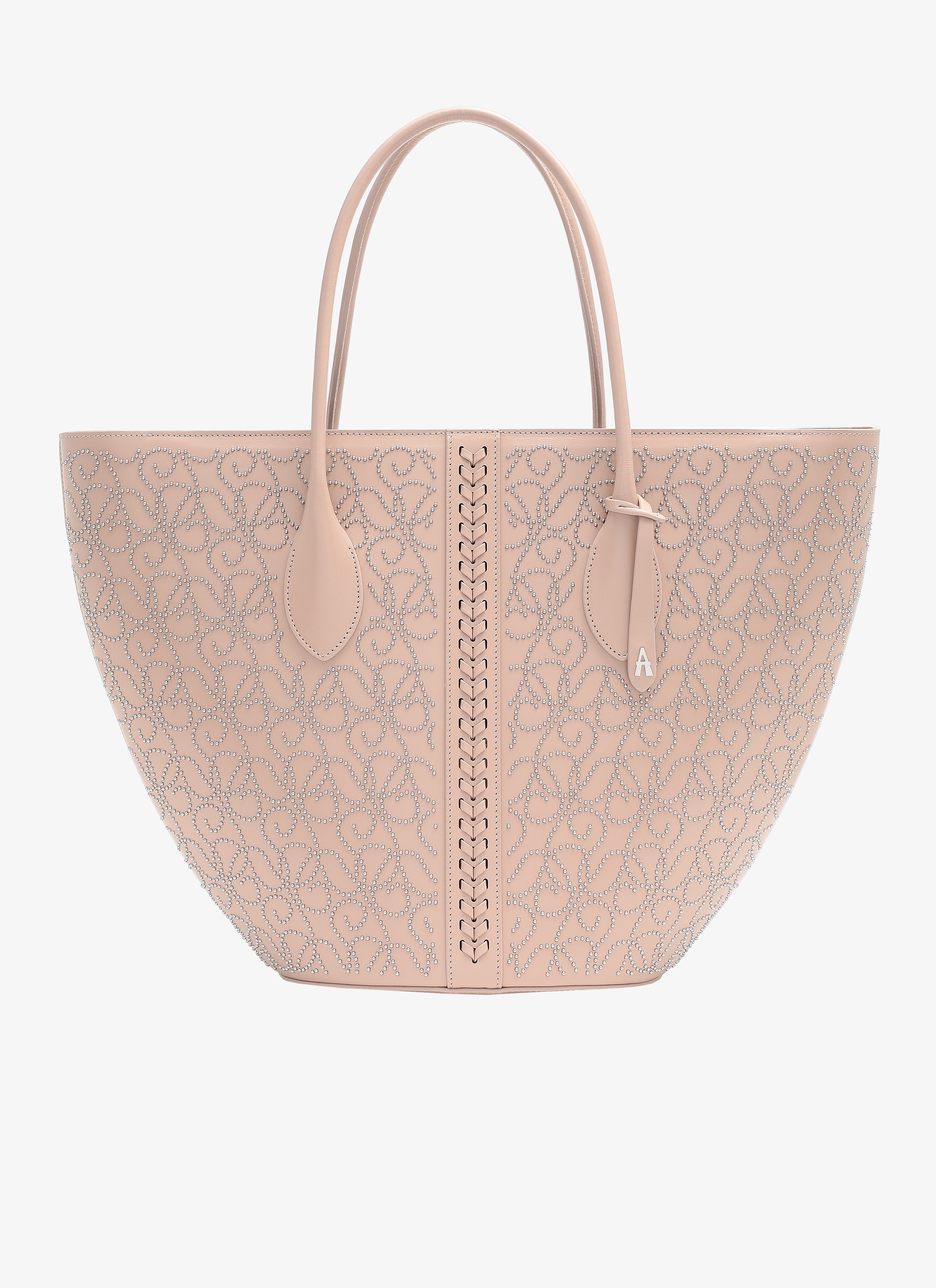 ALAÏA SANDY  LATIFA SMALL CUIR LUX ONDE+TRESSE SAND