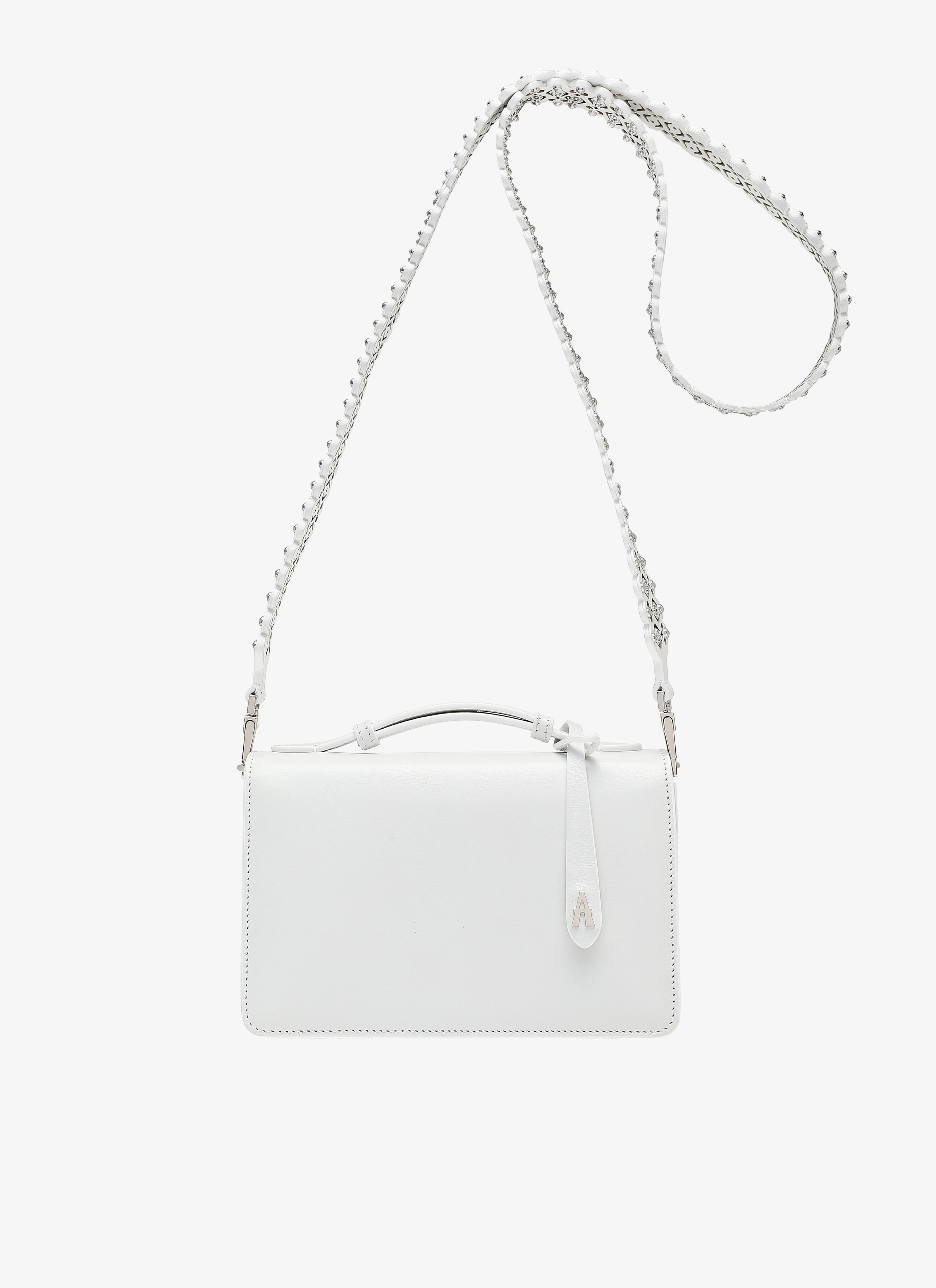 ALAÏA WHITE  FRANCA SMALL CUIR LUX VERRERIE STRAP OPTICAL WHITE