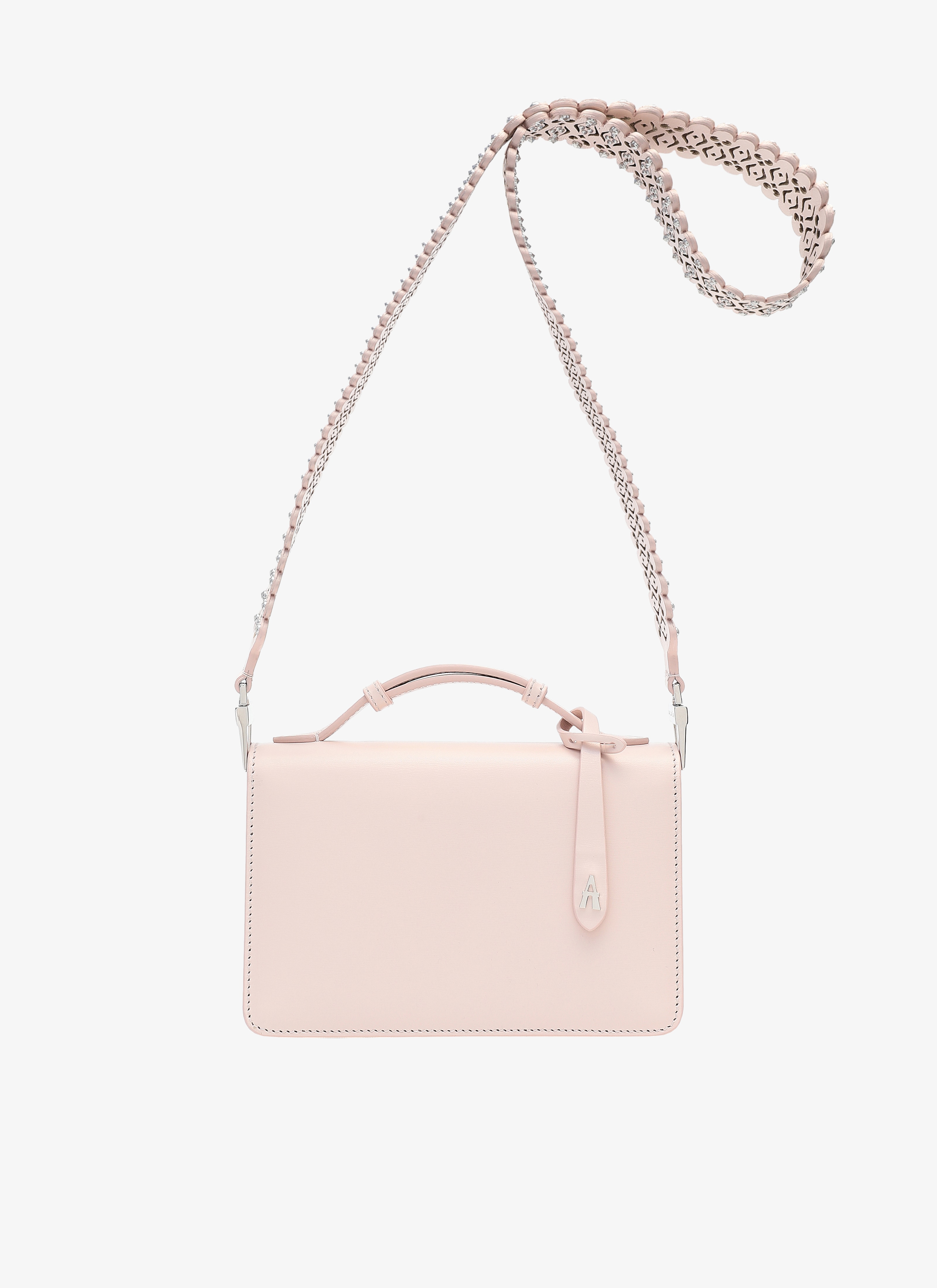 ALAÏA GRAY  FRANCA SMALL CUIR LUX VERRERIE STRAP GALET