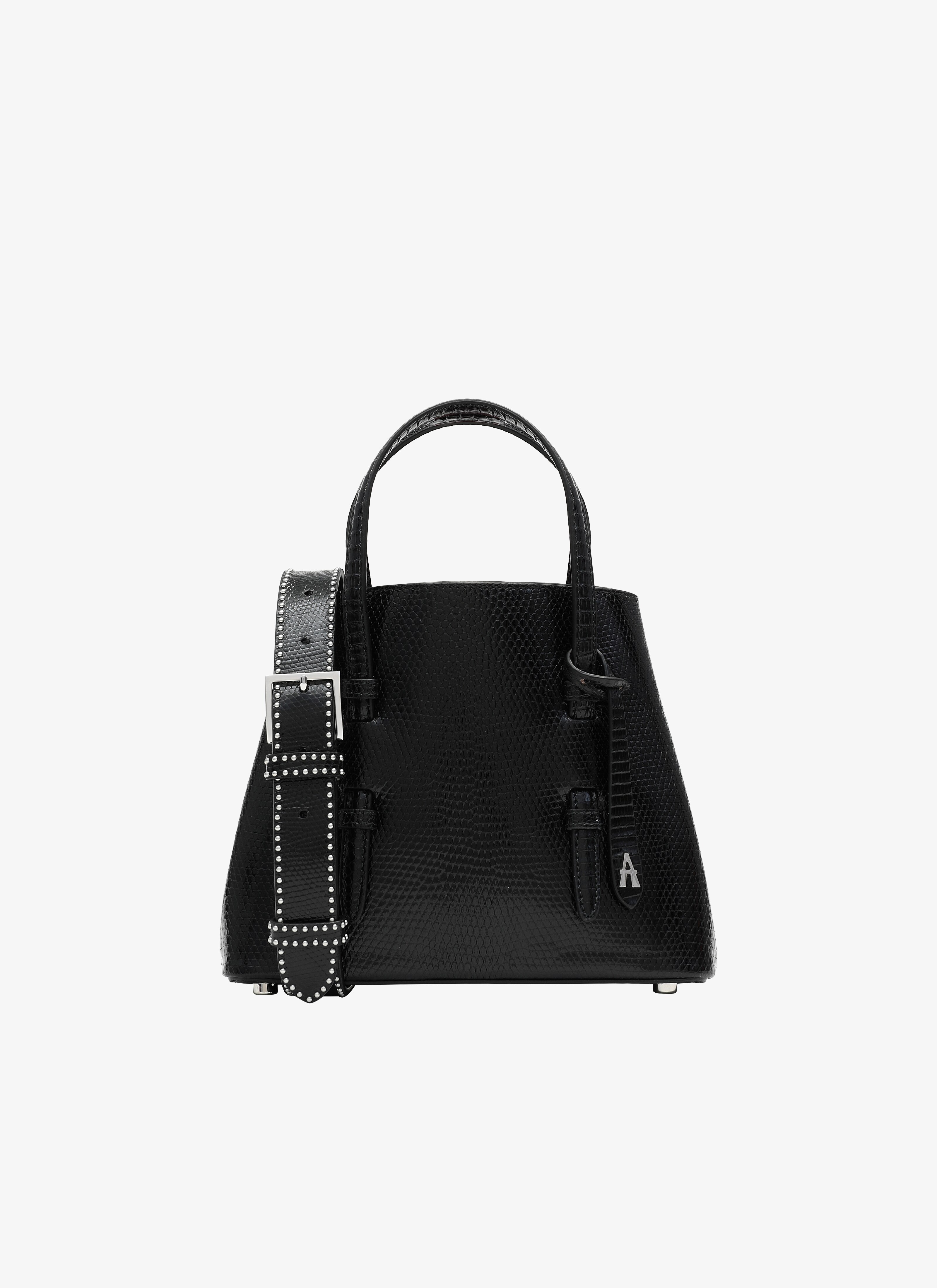 ALAÏA BLACK  MINA MINI VARAN GANSE CLOU STRAP BLACK