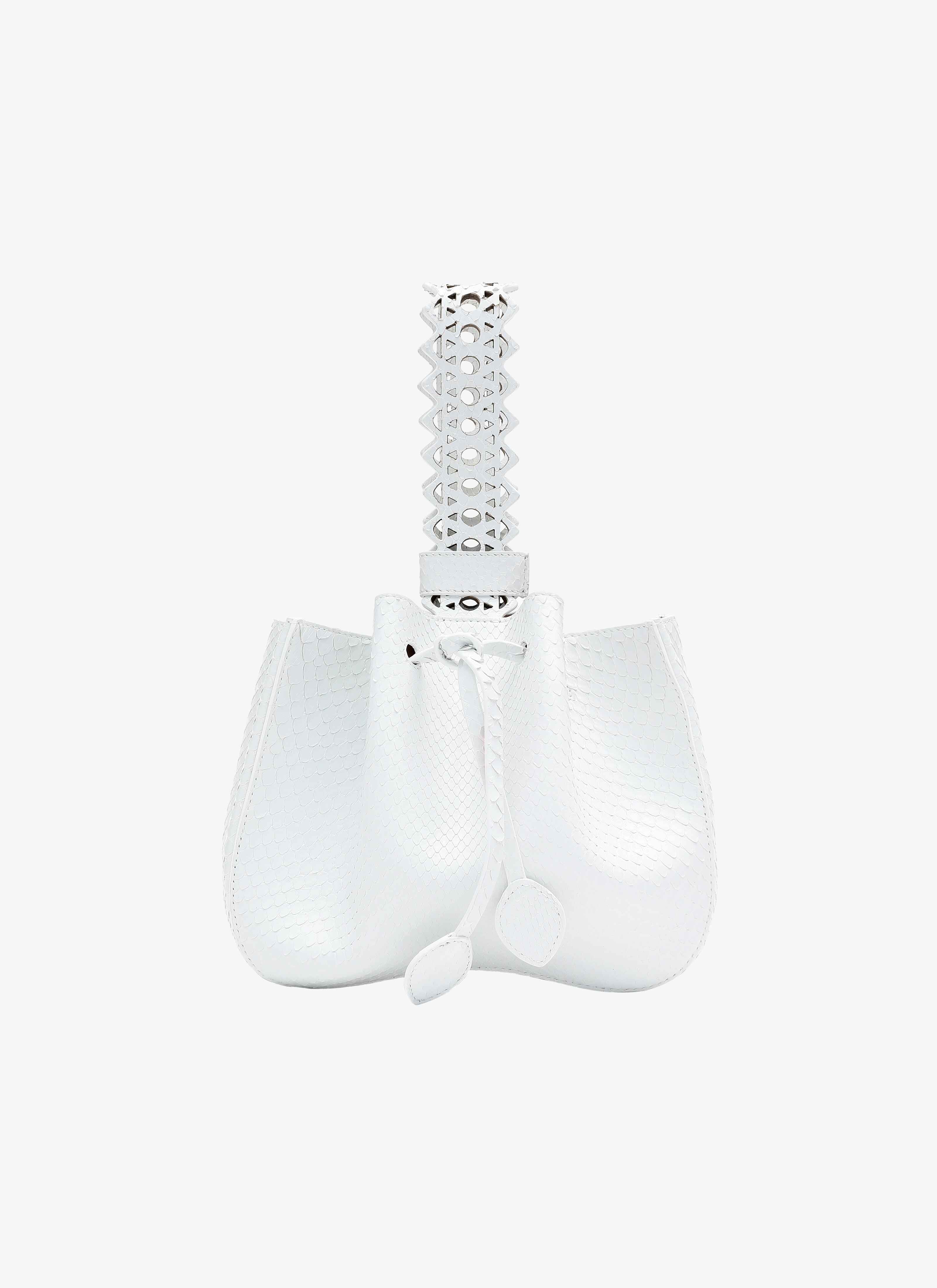 ALAÏA WHITE  ROSEMARIE PYTHON +VIENNE STRAP OPTICAL WHITE