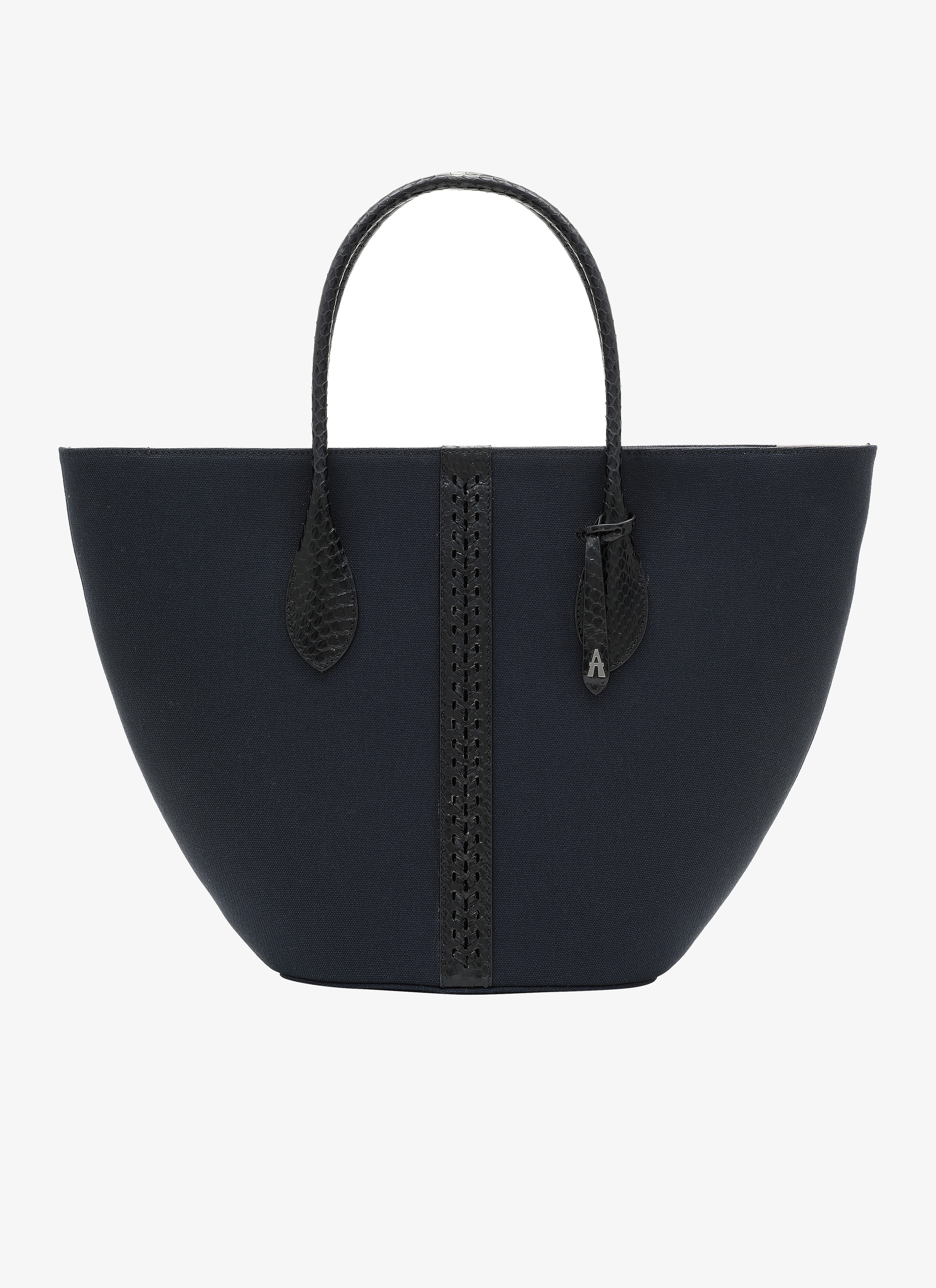 ALAÏA NUIT/NOIR  LATIFA SMALL CANVAS+ELAPHE TRESSE NUIT/NOIR