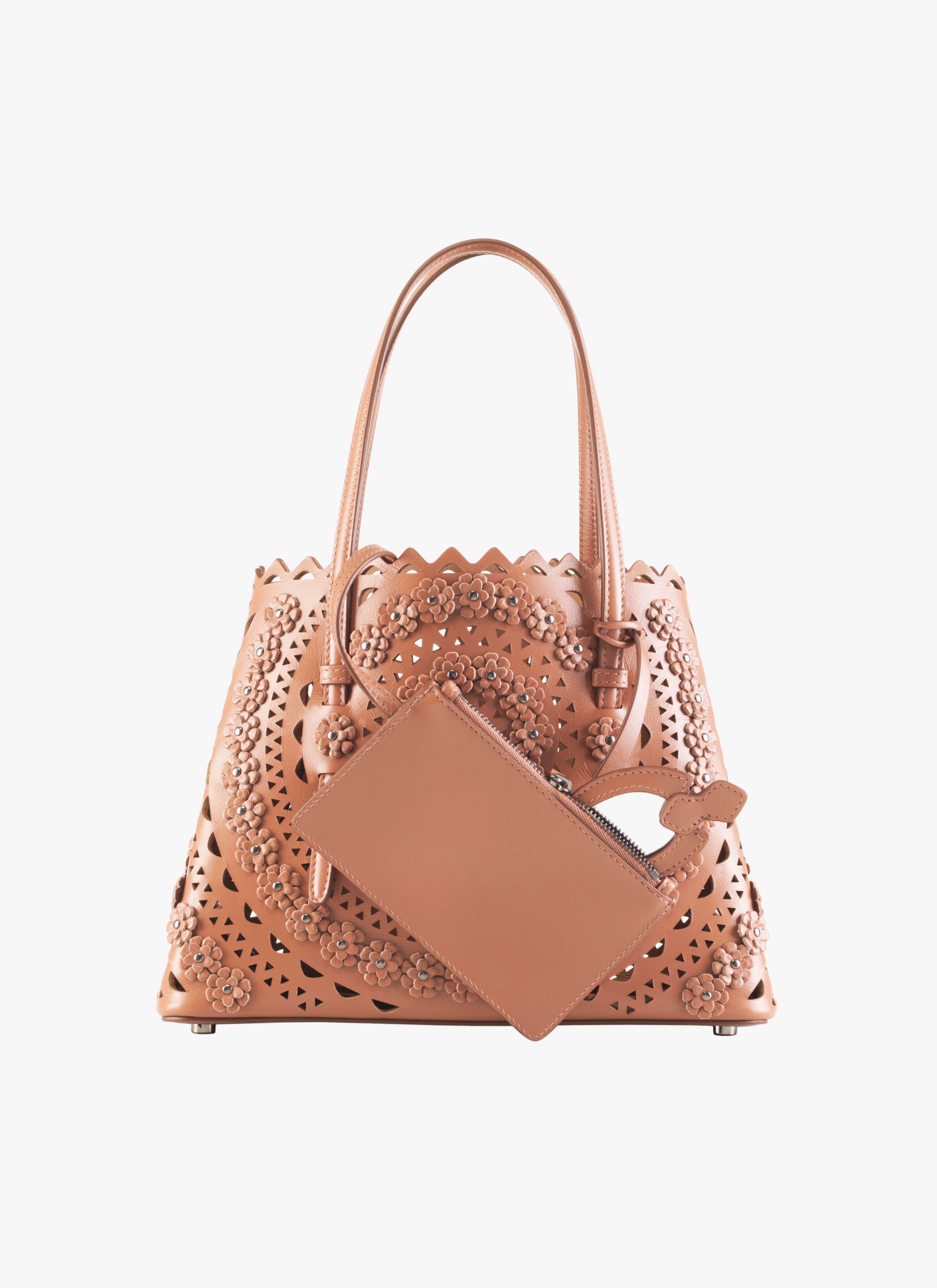 ALAÏA BEIGE MINA 25 TOTE BAG