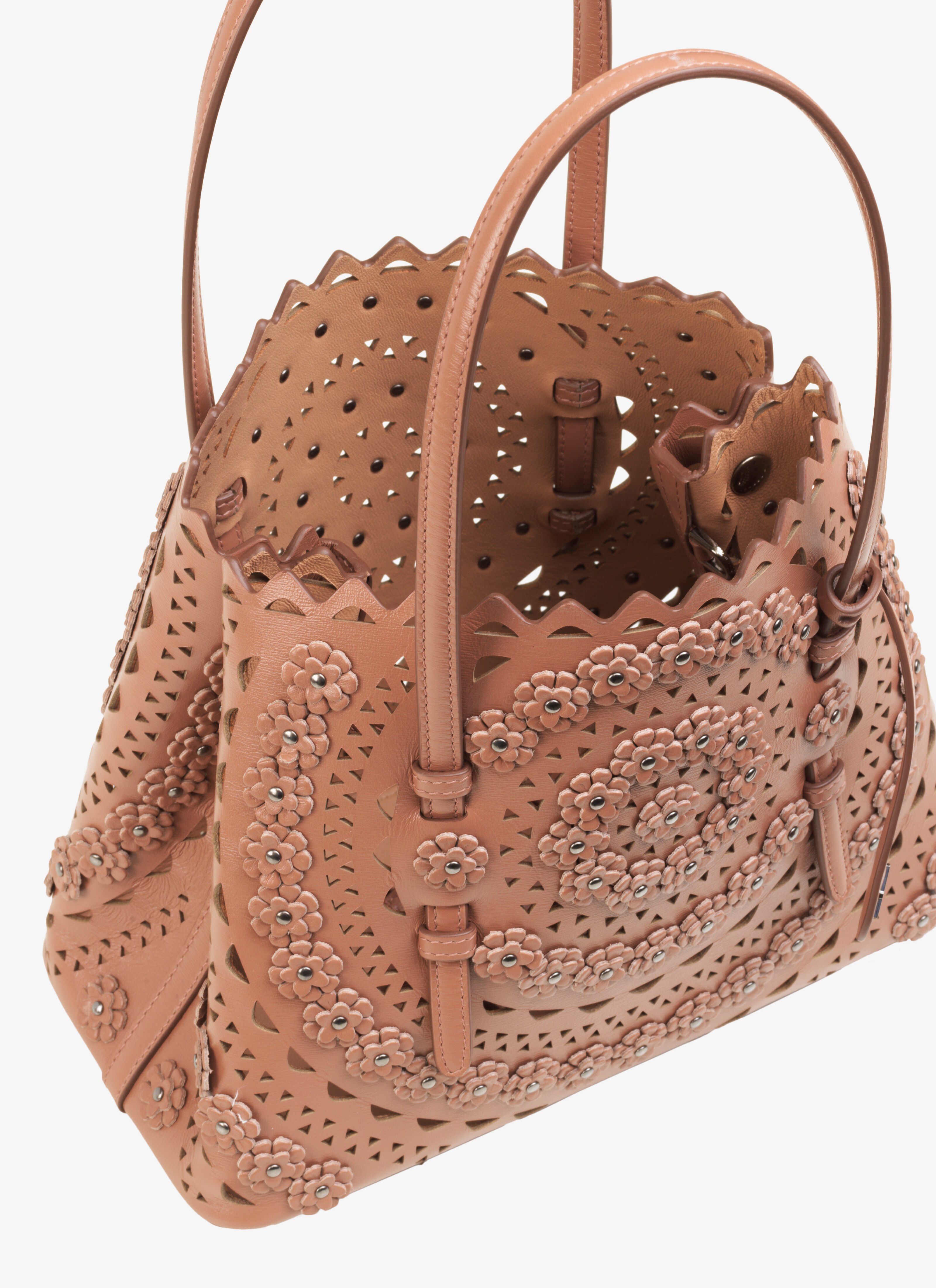 ALAÏA BEIGE MINA 25 TOTE BAG
