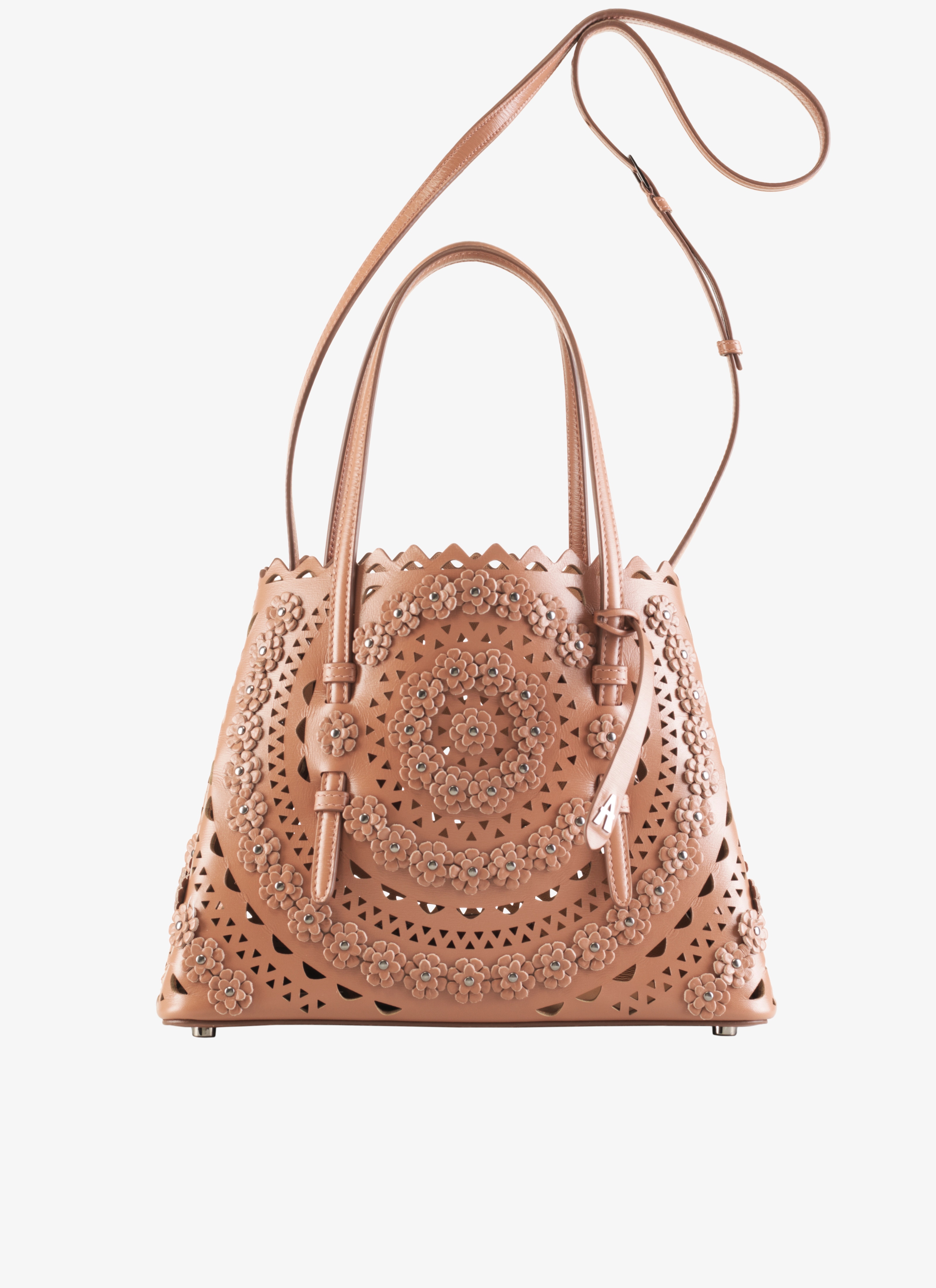 ALAÏA BEIGE MINA 25 TOTE BAG
