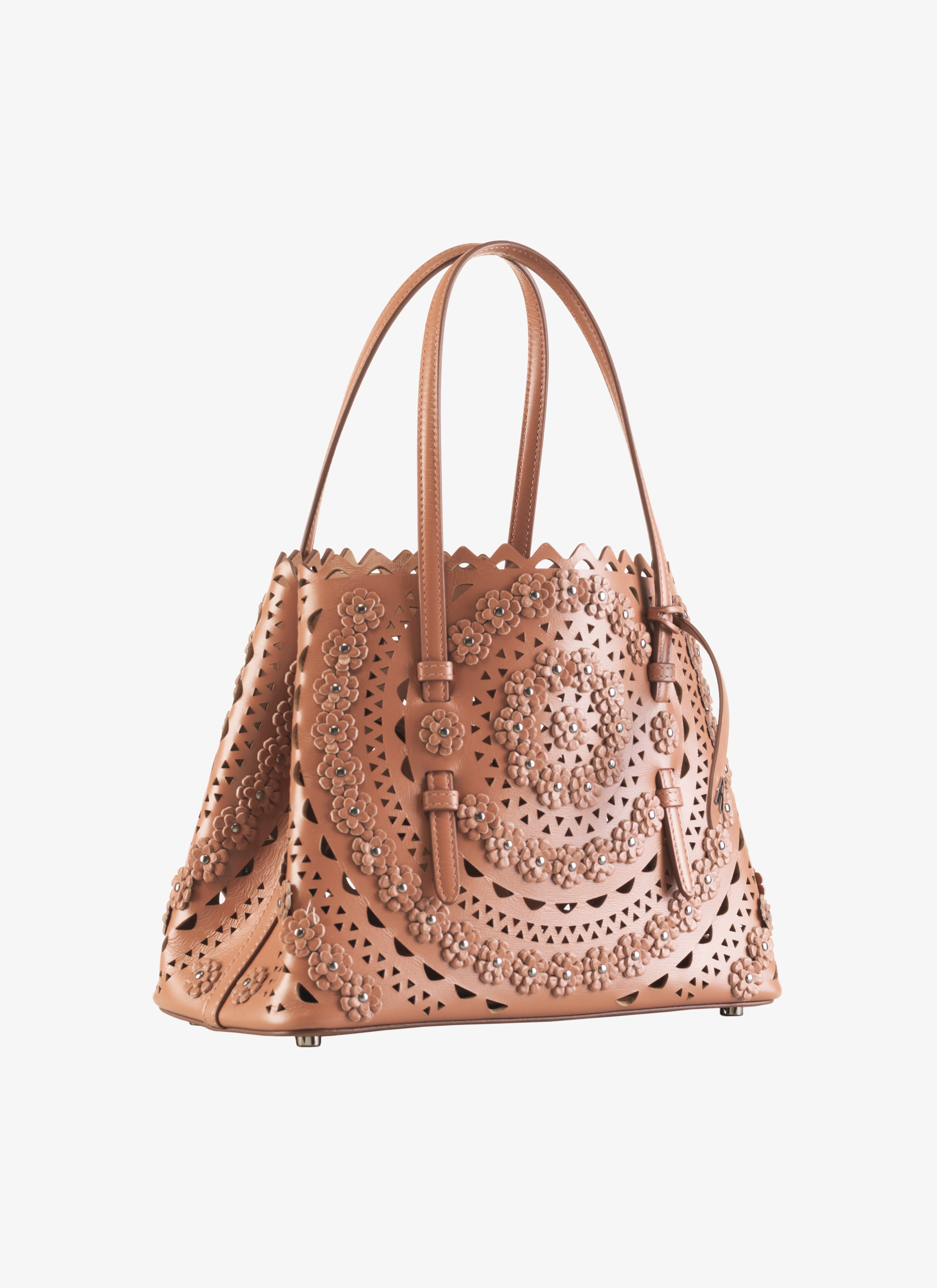 ALAÏA BEIGE MINA 25 TOTE BAG