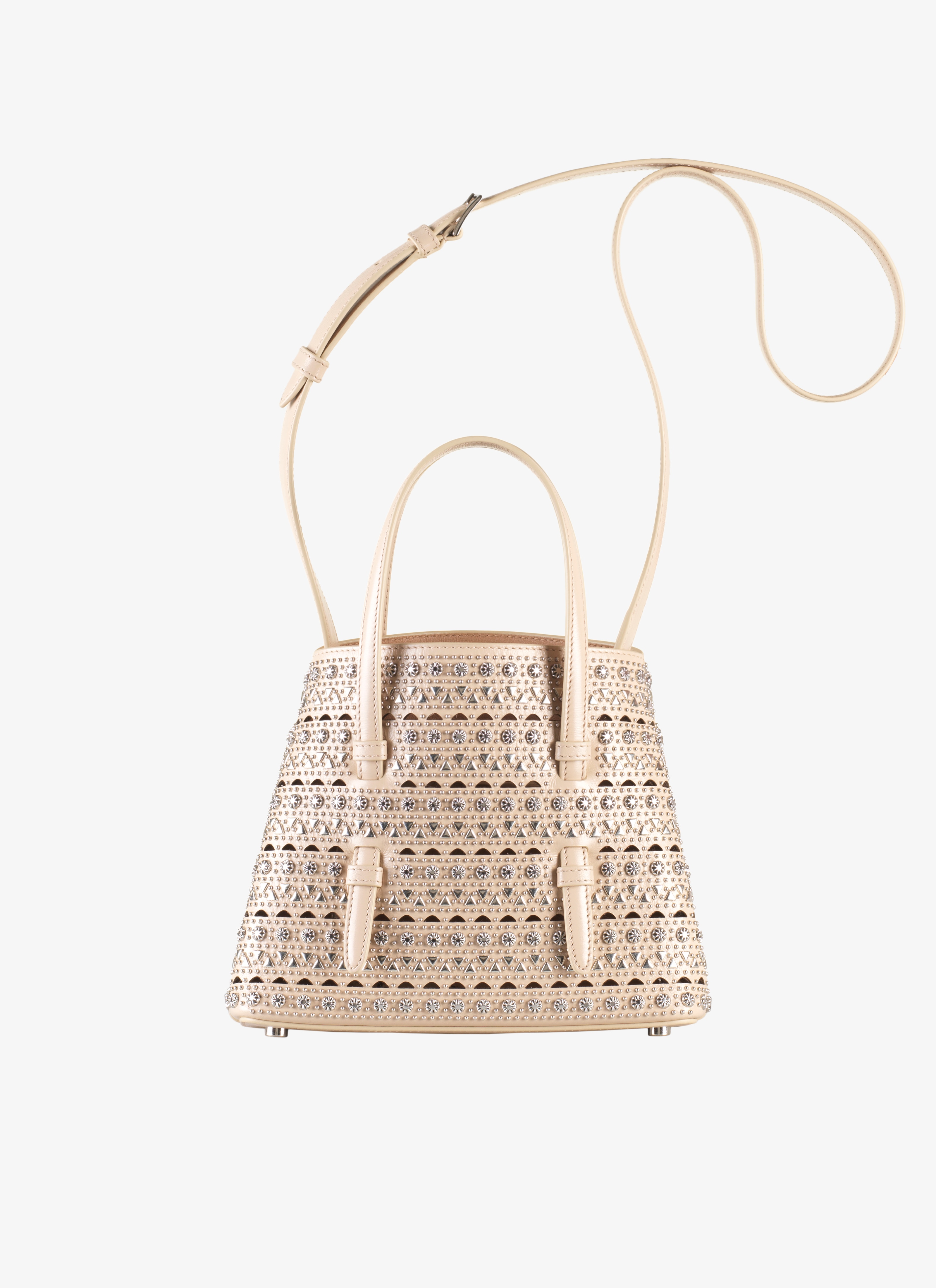 ALAÏA BEIGE MINA 20 TOTE BAG