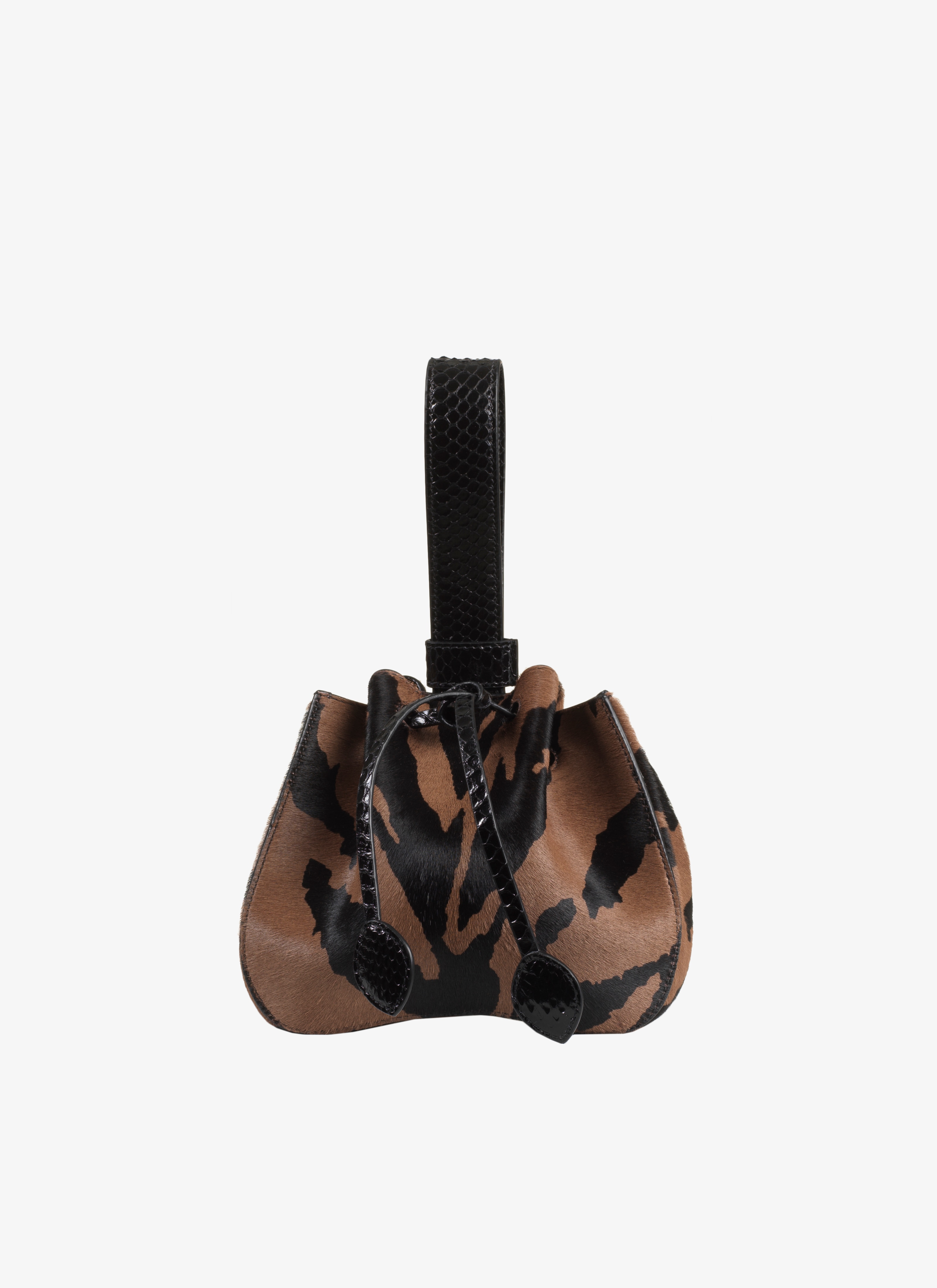 ALAÏA BROWN/BLACK  MARIE PINK IMP. POULAIN ZEBRA+ELAPHE BROWN/BLACK