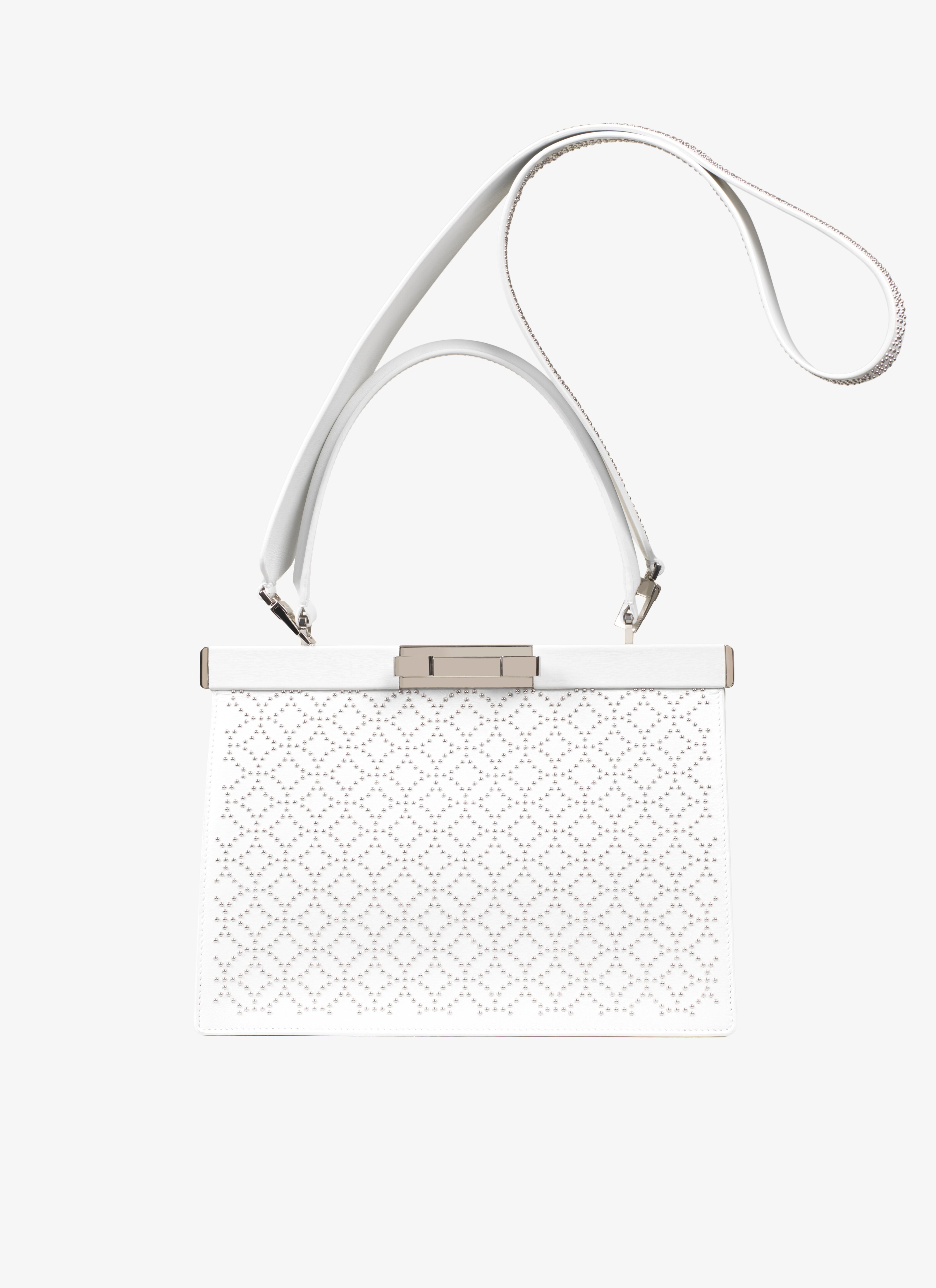 ALAÏA WHITE  CECILE SMALL CUIR LUX CLOU ARABESQUE OPTICAL WHITE